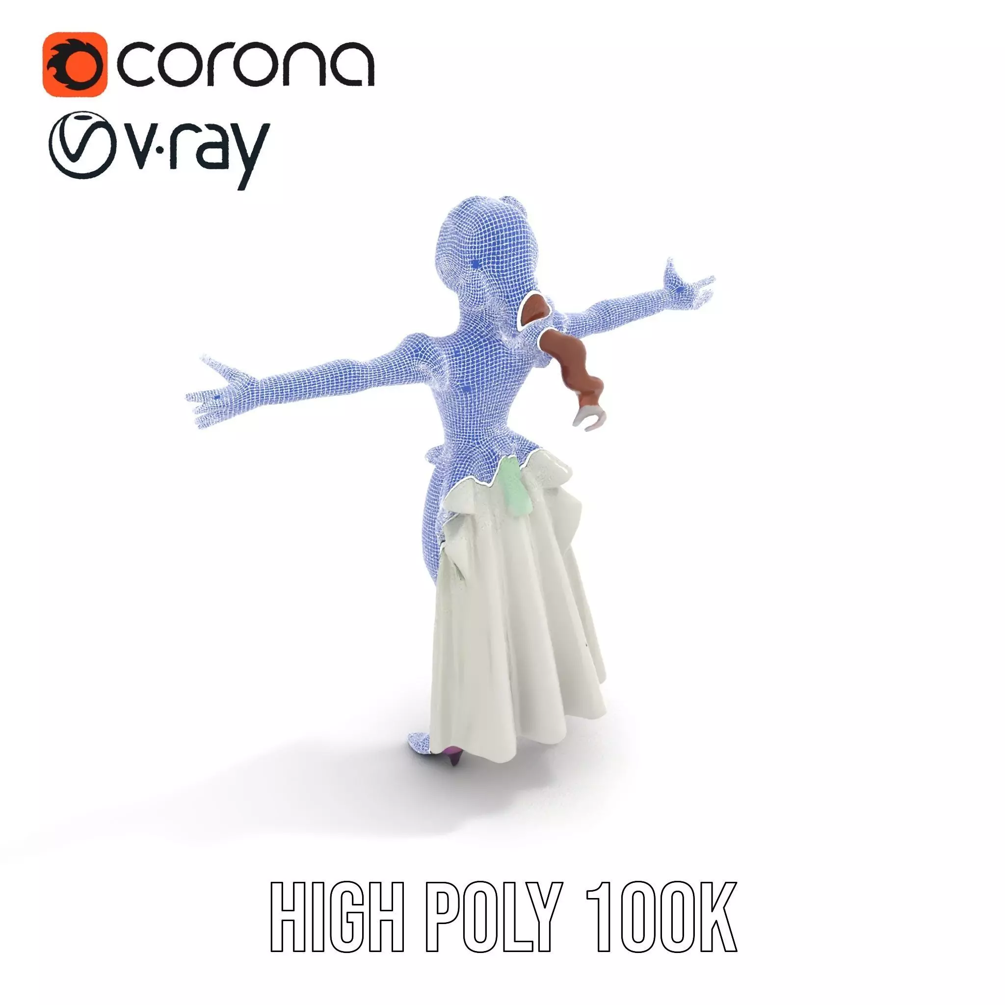 Fairy Princess Character Model Pack with Green Dress Low-poly 3D model_32