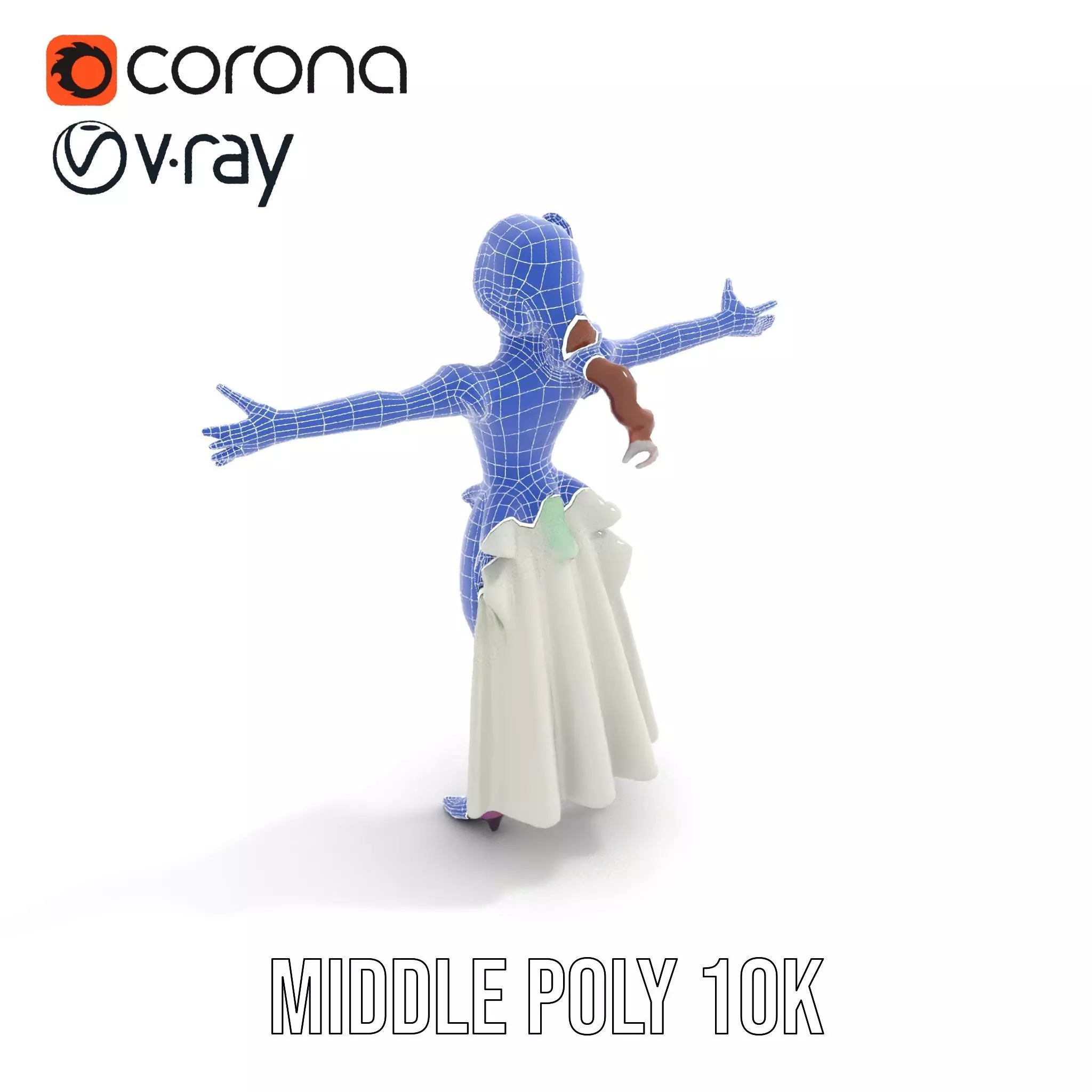 Fairy Princess Character Model Pack with Green Dress Low-poly 3D model_21