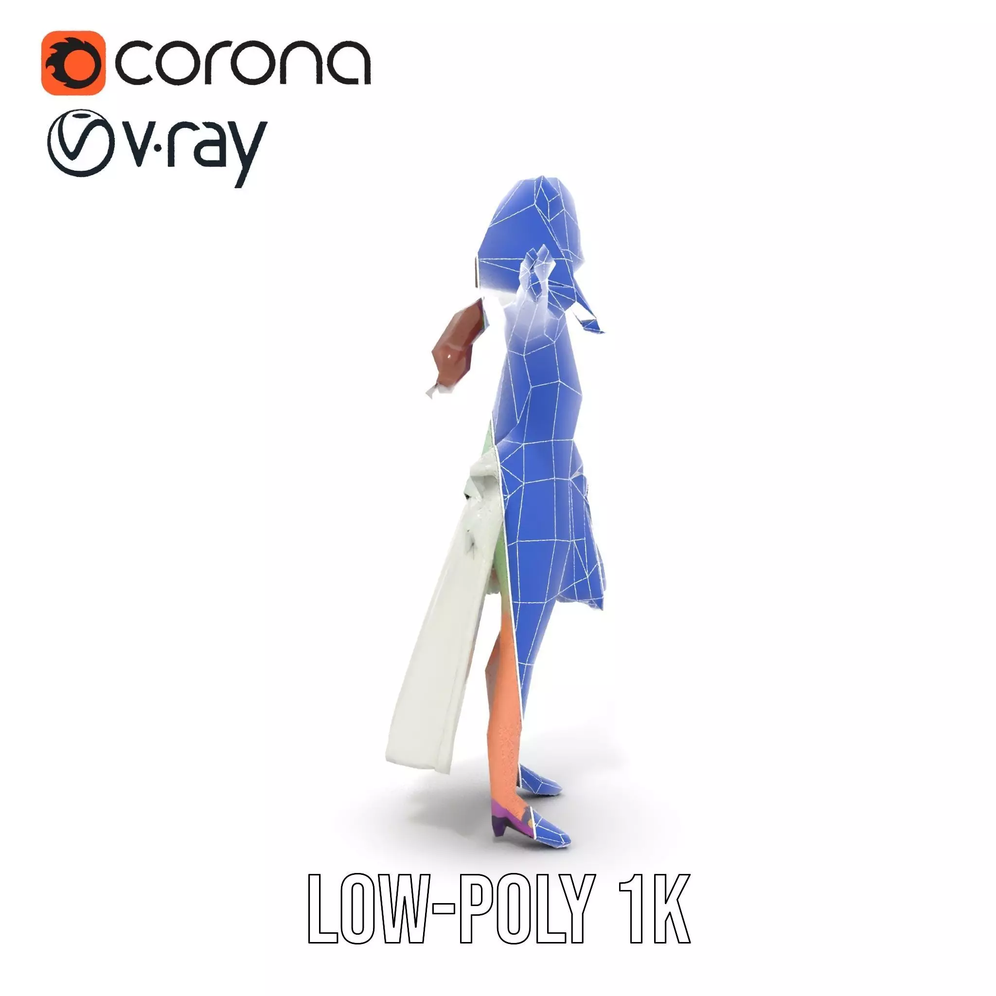 Fairy Princess Character Model Pack with Green Dress Low-poly 3D model_8