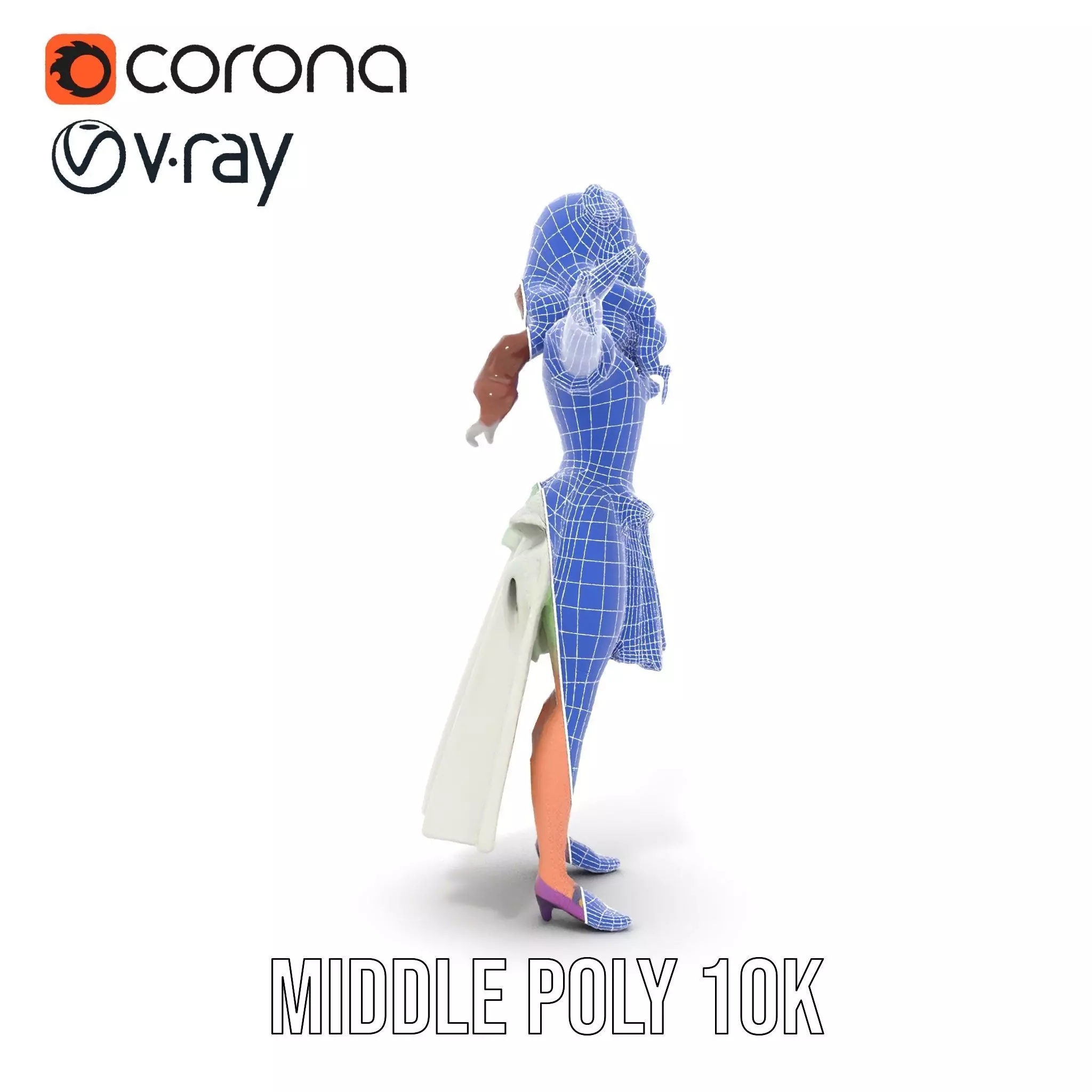 Fairy Princess Character Model Pack with Green Dress Low-poly 3D model_5