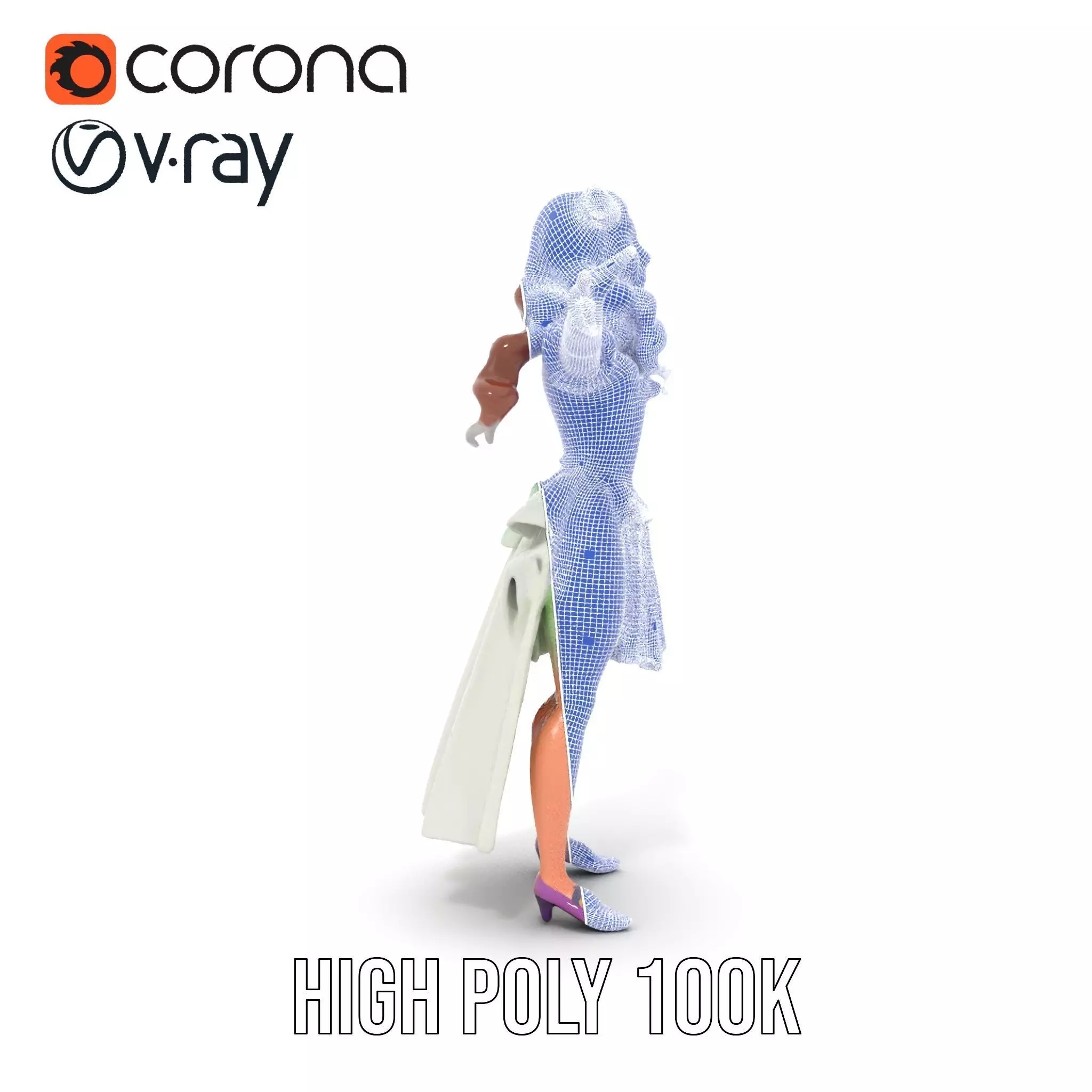 Fairy Princess Character Model Pack with Green Dress Low-poly 3D model_29