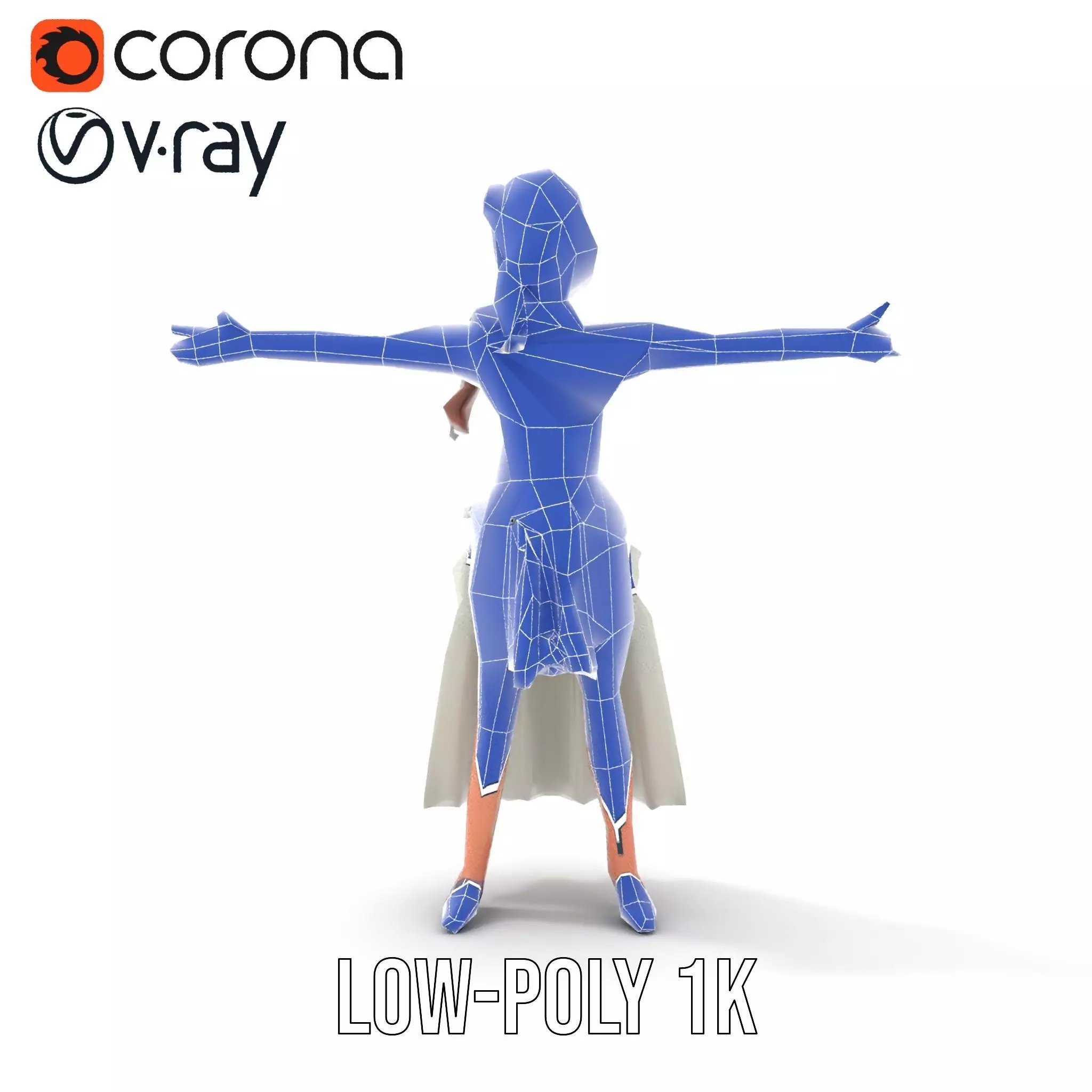 Fairy Princess Character Model Pack with Green Dress Low-poly 3D model_31