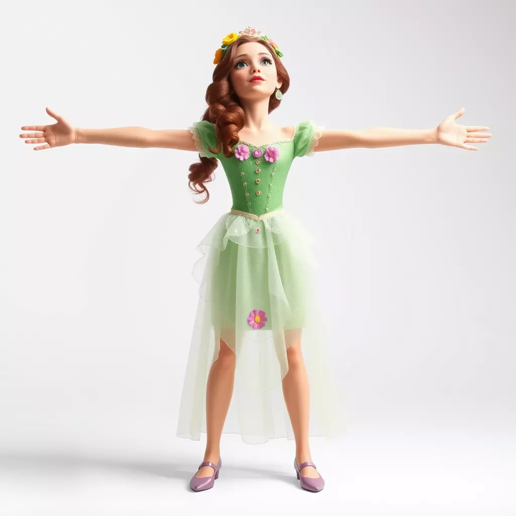 Fairy Princess Character Model Pack with Green Dress Low-poly 3D model_2