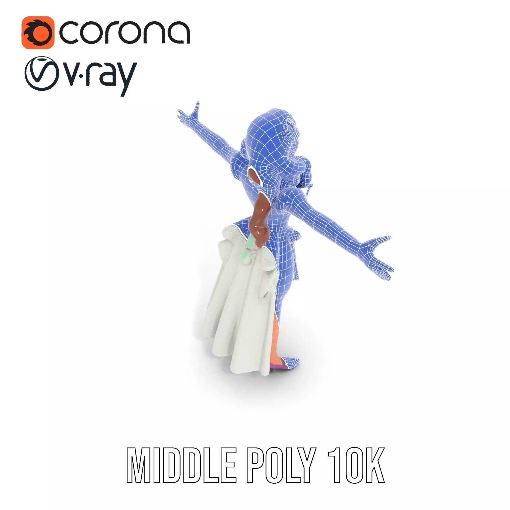 Fairy Princess Character Model Pack with Green Dress Low-poly 3D model_13