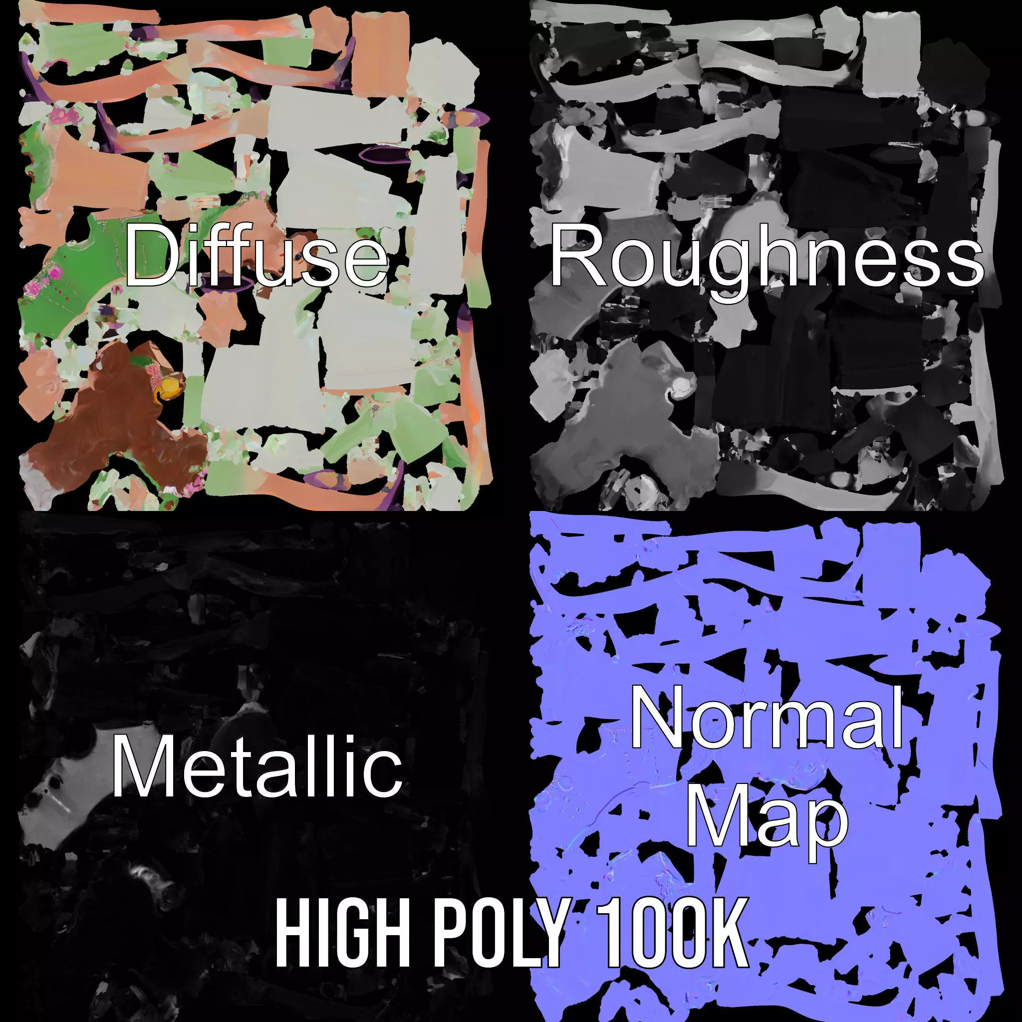 Fairy Princess Character Model Pack with Green Dress Low-poly 3D model_3