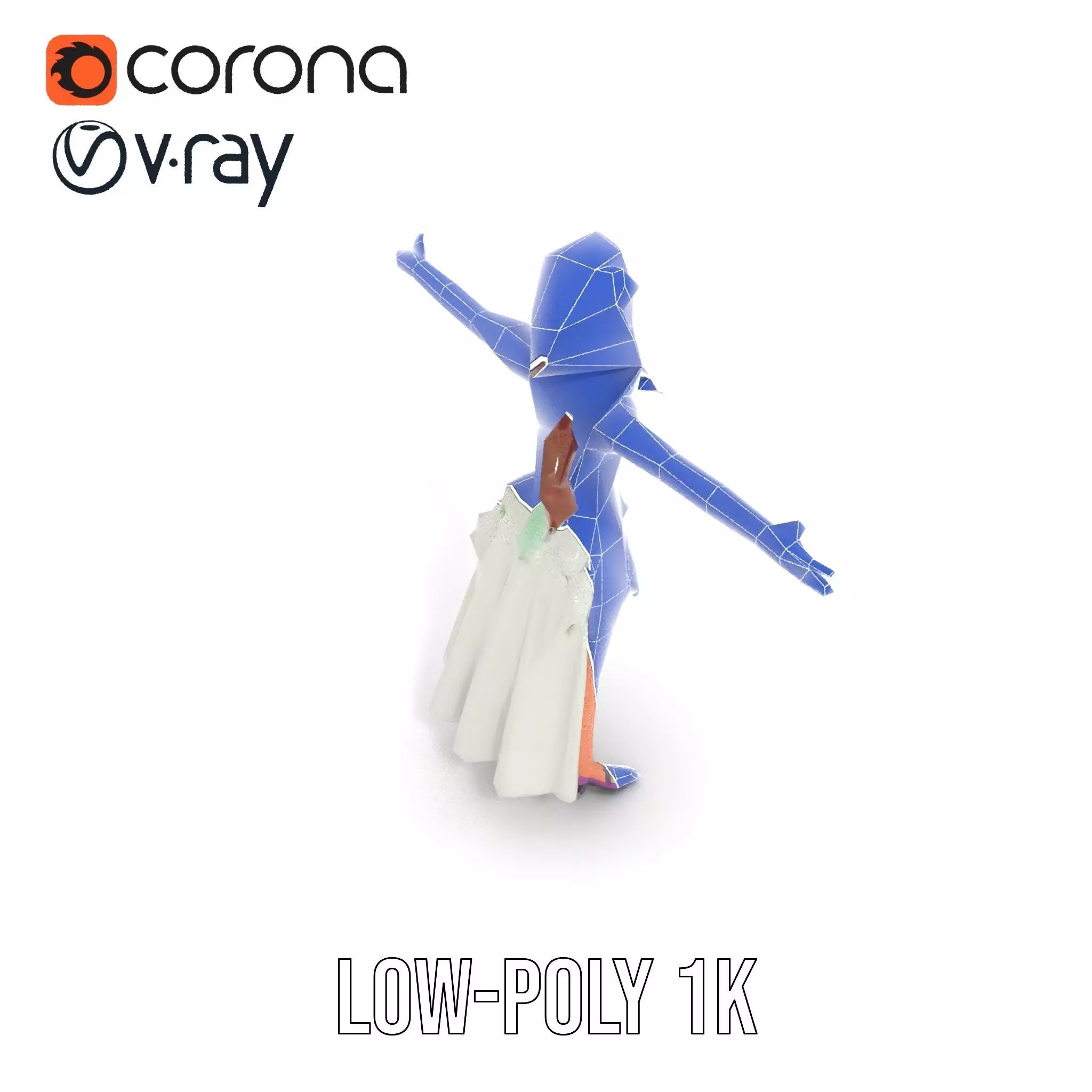 Fairy Princess Character Model Pack with Green Dress Low-poly 3D model_7