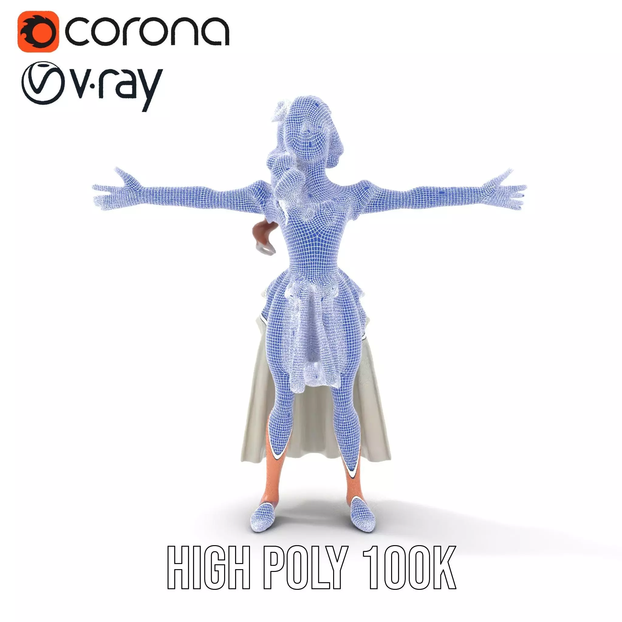 Fairy Princess Character Model Pack with Green Dress Low-poly 3D model_12