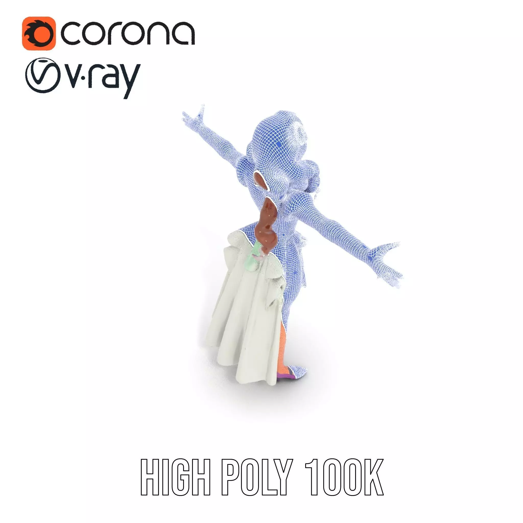 Fairy Princess Character Model Pack with Green Dress Low-poly 3D model_33