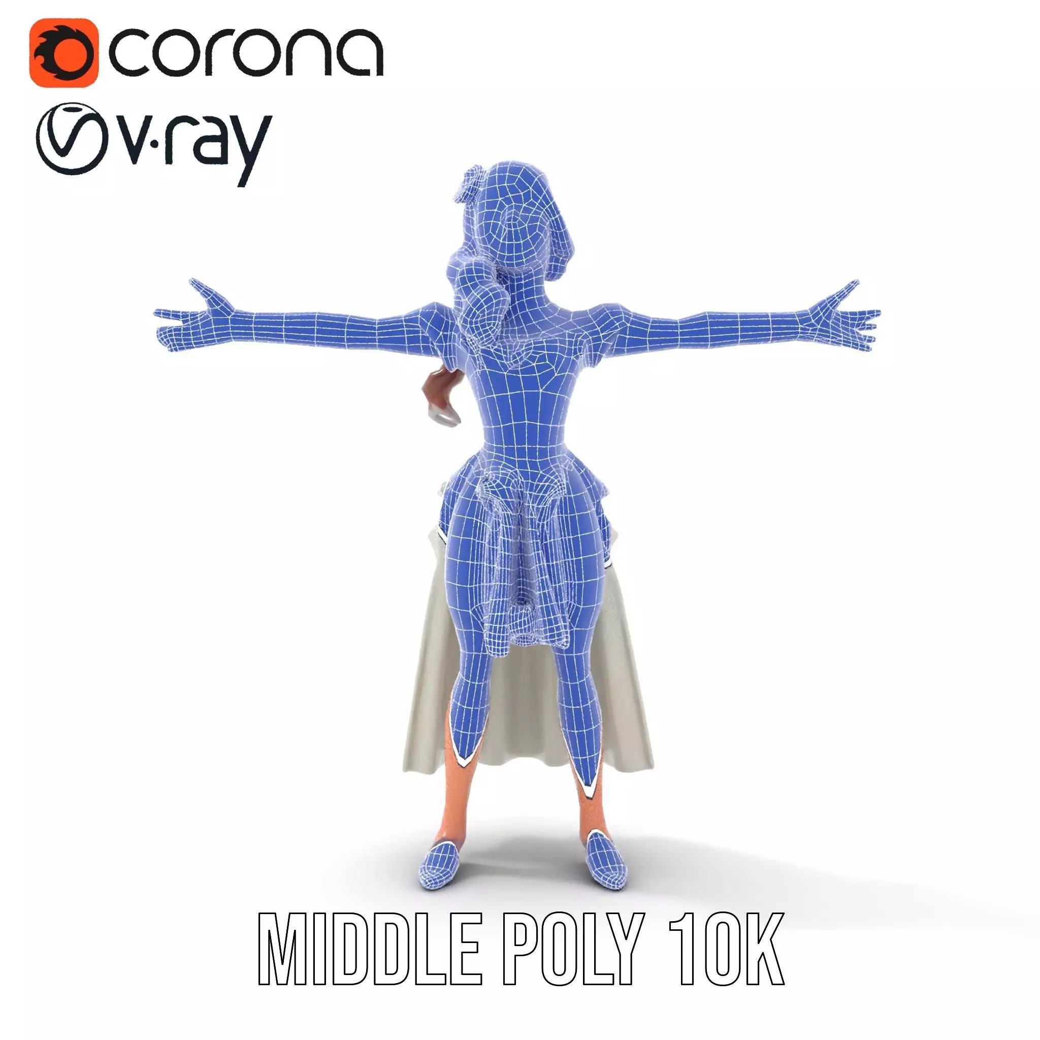 Fairy Princess Character Model Pack with Green Dress Low-poly 3D model_27