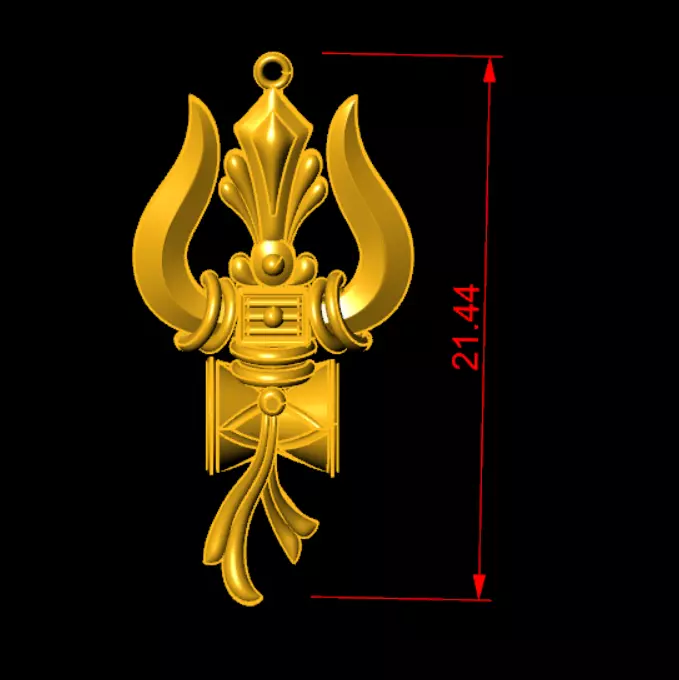 TRISHUL PENDENT  3D print model_5