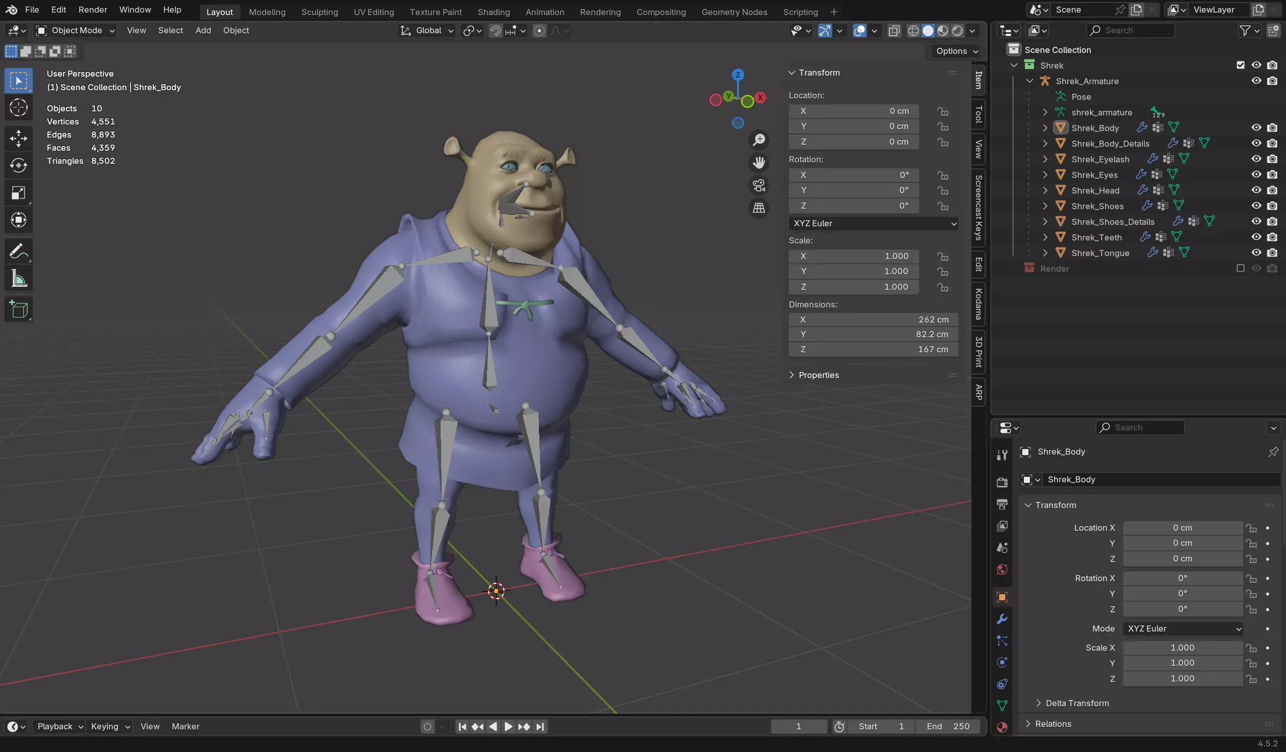 Shrek Low-poly 3D model_8