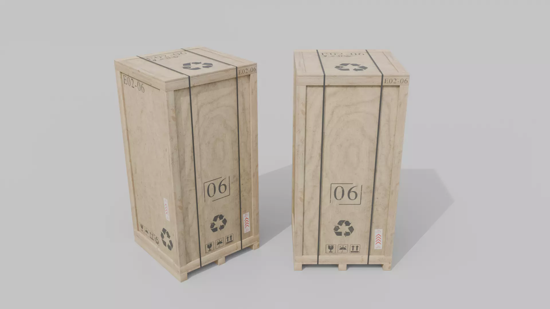 Customizable Wooden Crate Duo - Contrast Shapes 3D Model Collection_8