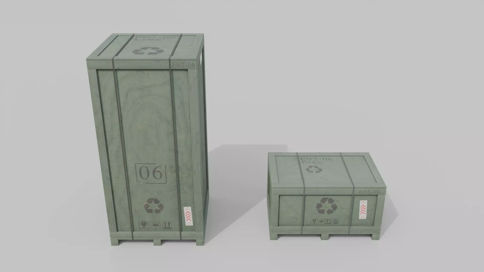 Customizable Wooden Crate Duo - Contrast Shapes 3D Model Collection_6
