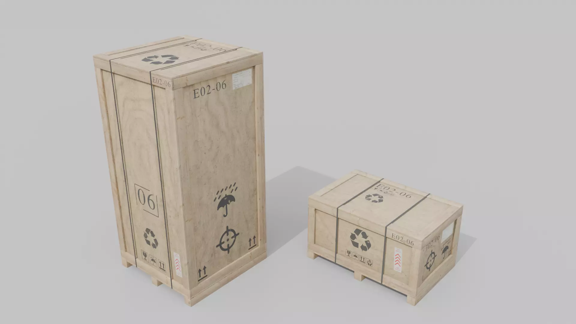 Customizable Wooden Crate Duo - Contrast Shapes 3D Model Collection_5