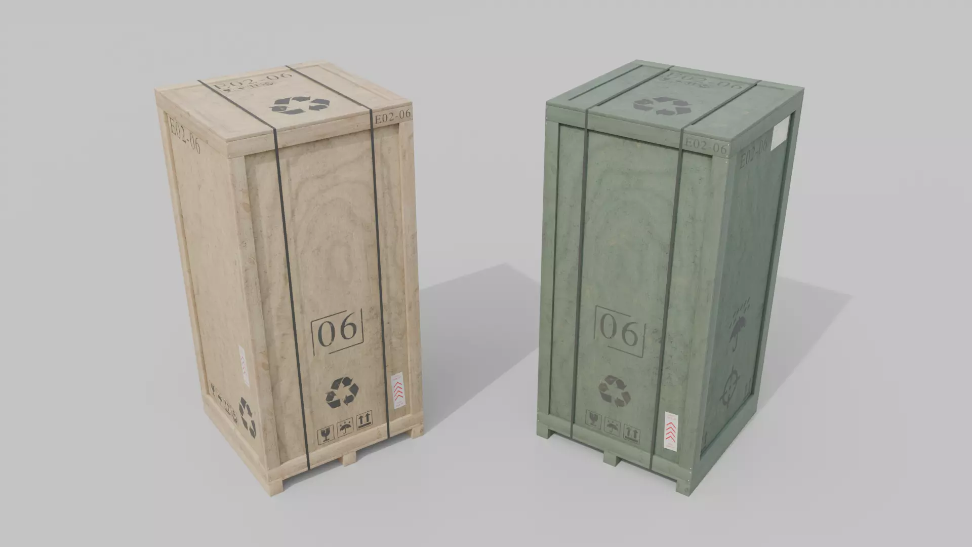 Customizable Wooden Crate Duo - Contrast Shapes 3D Model Collection_14