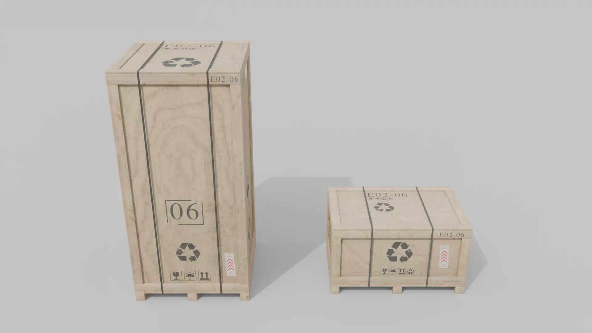 Customizable Wooden Crate Duo - Contrast Shapes 3D Model Collection_4