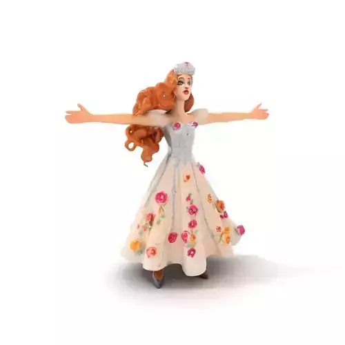 Princess Doll in Floral Dress Model Pack Low-poly 3D model