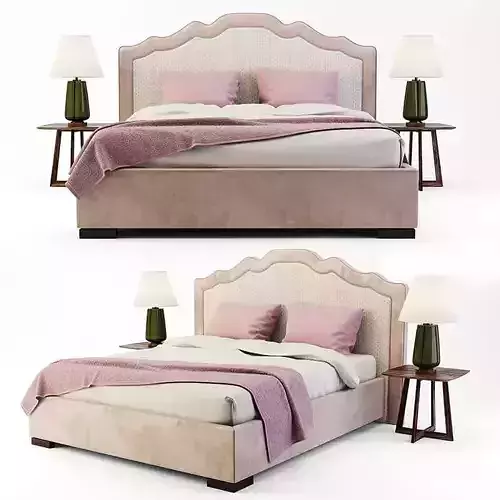 Costa Bella Laura Mid-Century Upholstered Bed 3D model