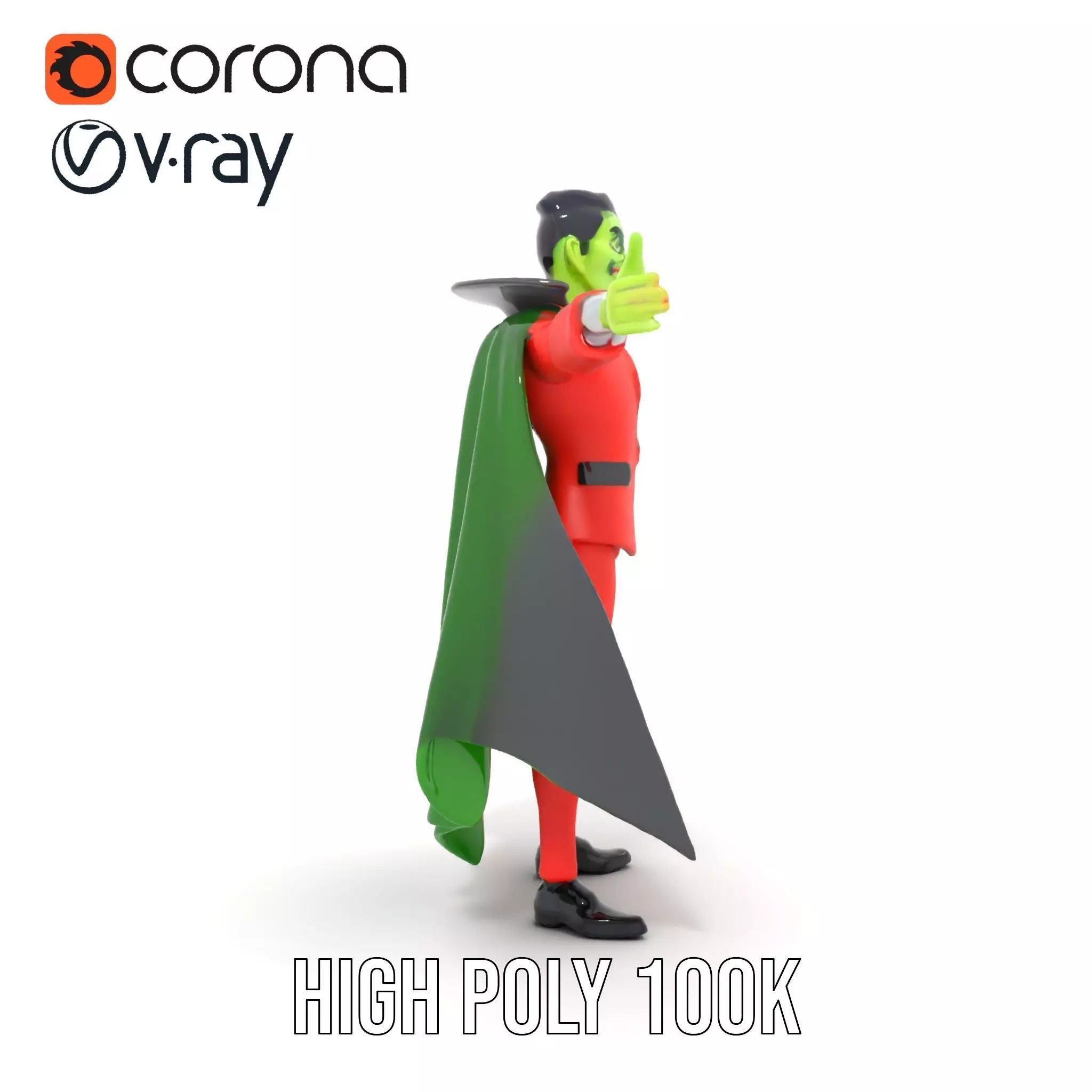 Vampire Character in Red Suit Model Pack Low-poly 3D model_26