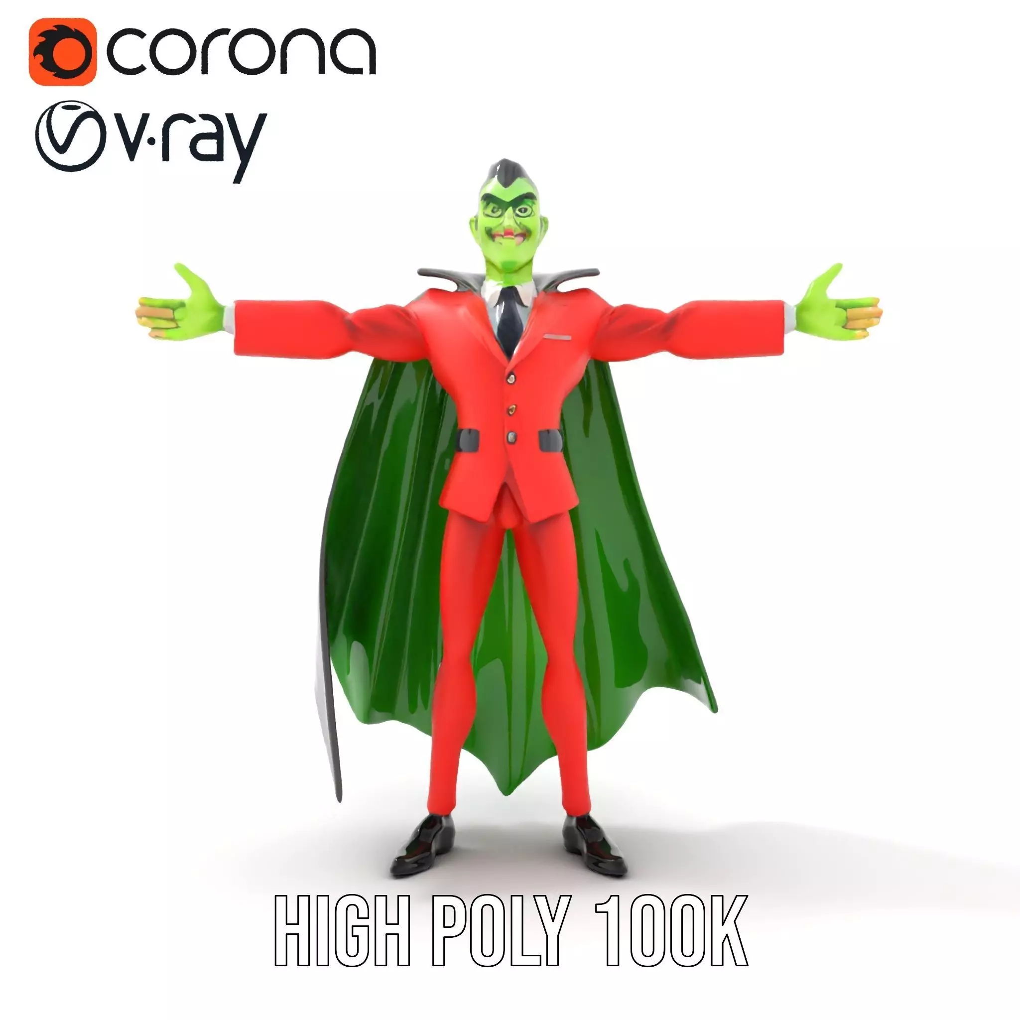 Vampire Character in Red Suit Model Pack Low-poly 3D model_32