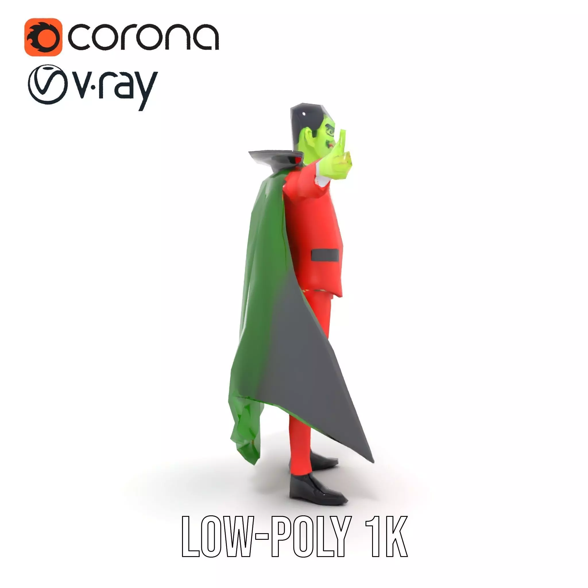 Vampire Character in Red Suit Model Pack Low-poly 3D model_8