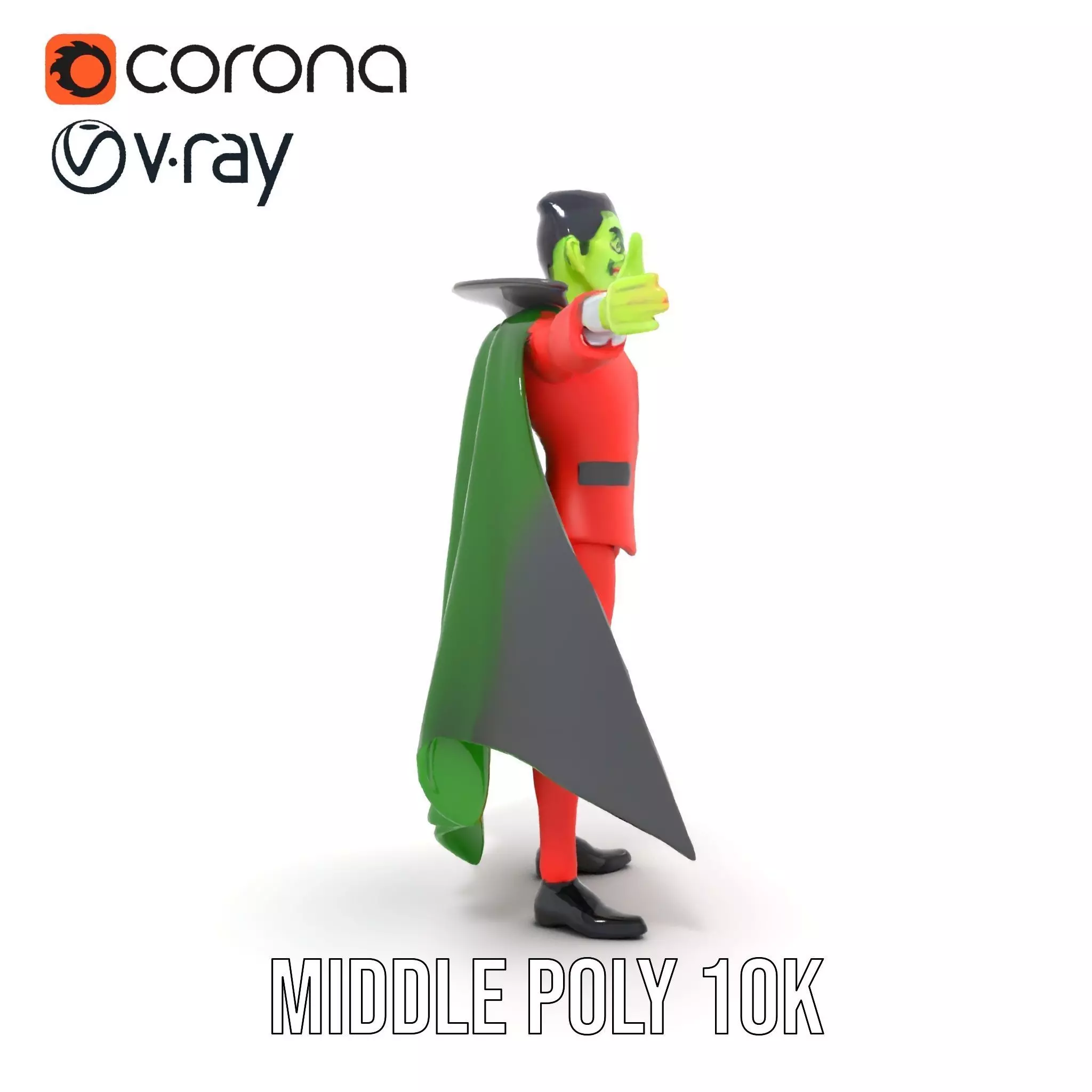 Vampire Character in Red Suit Model Pack Low-poly 3D model_16