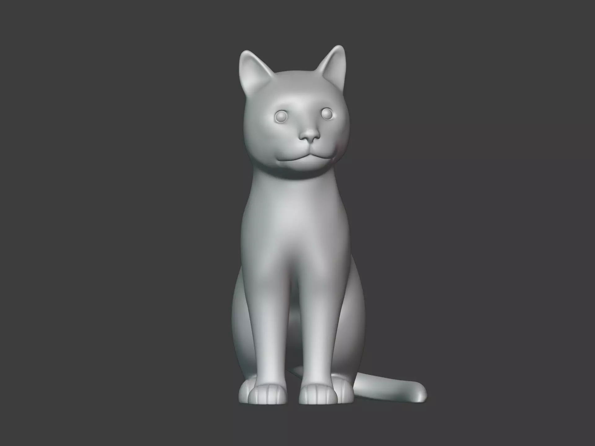 Sitting Cat Figurine - Statue Low-poly 3D model_5