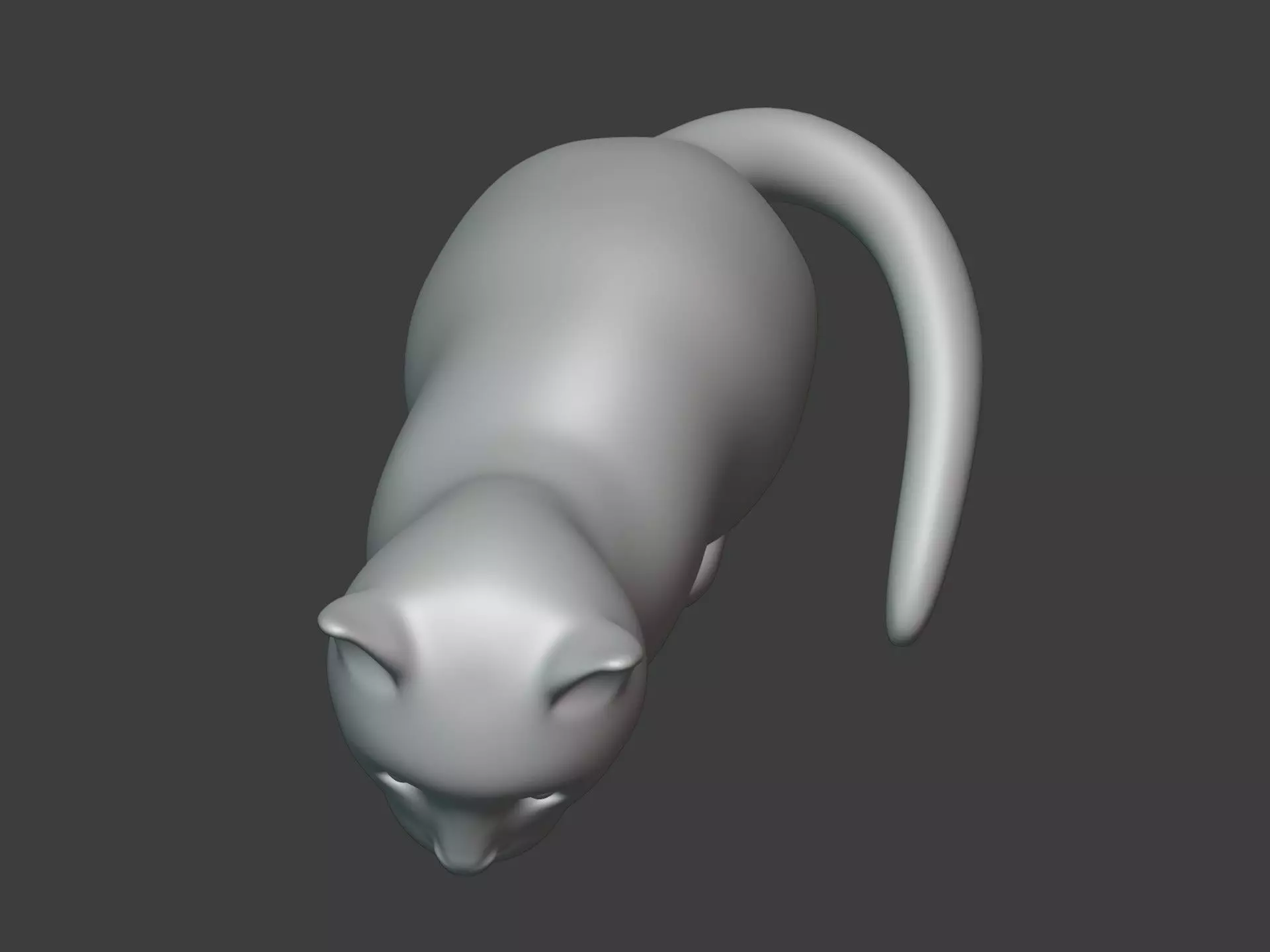 Sitting Cat Figurine - Statue Low-poly 3D model_13