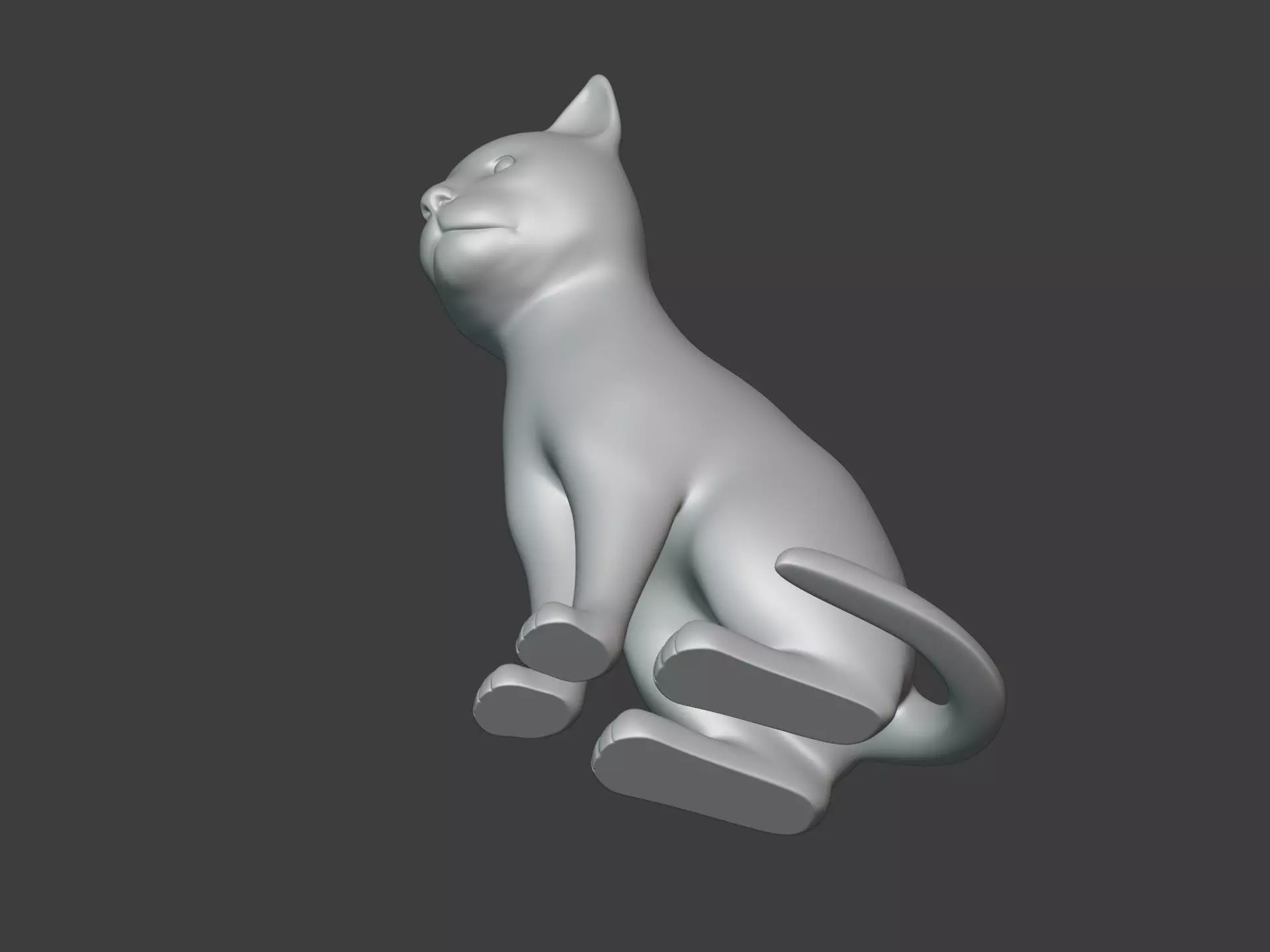 Sitting Cat Figurine - Statue Low-poly 3D model_15