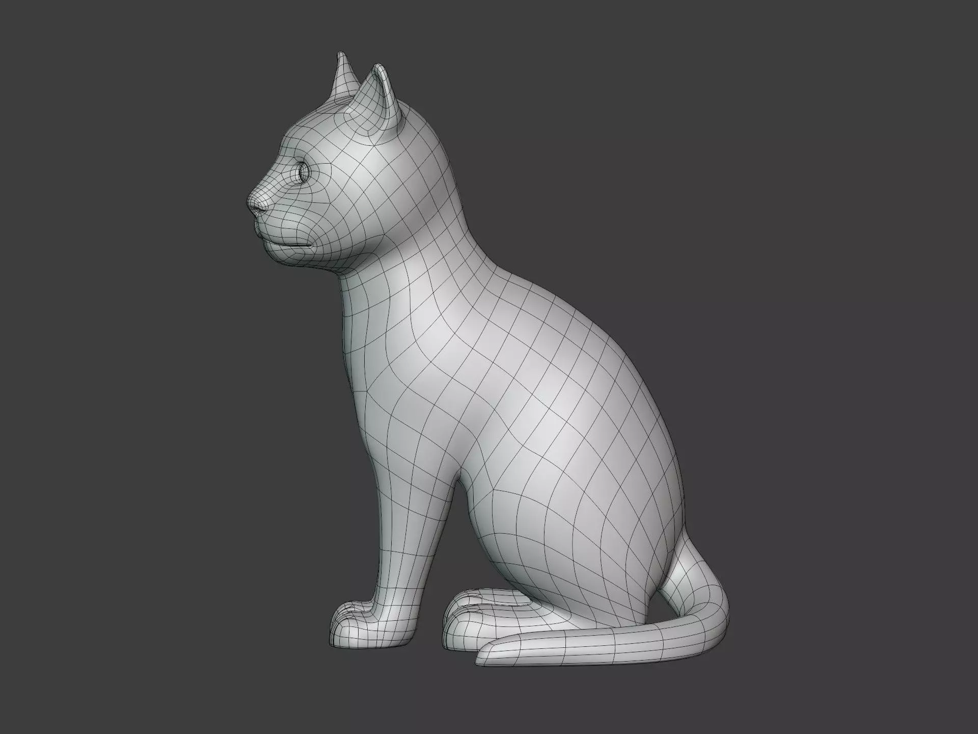 Sitting Cat Figurine - Statue Low-poly 3D model_4