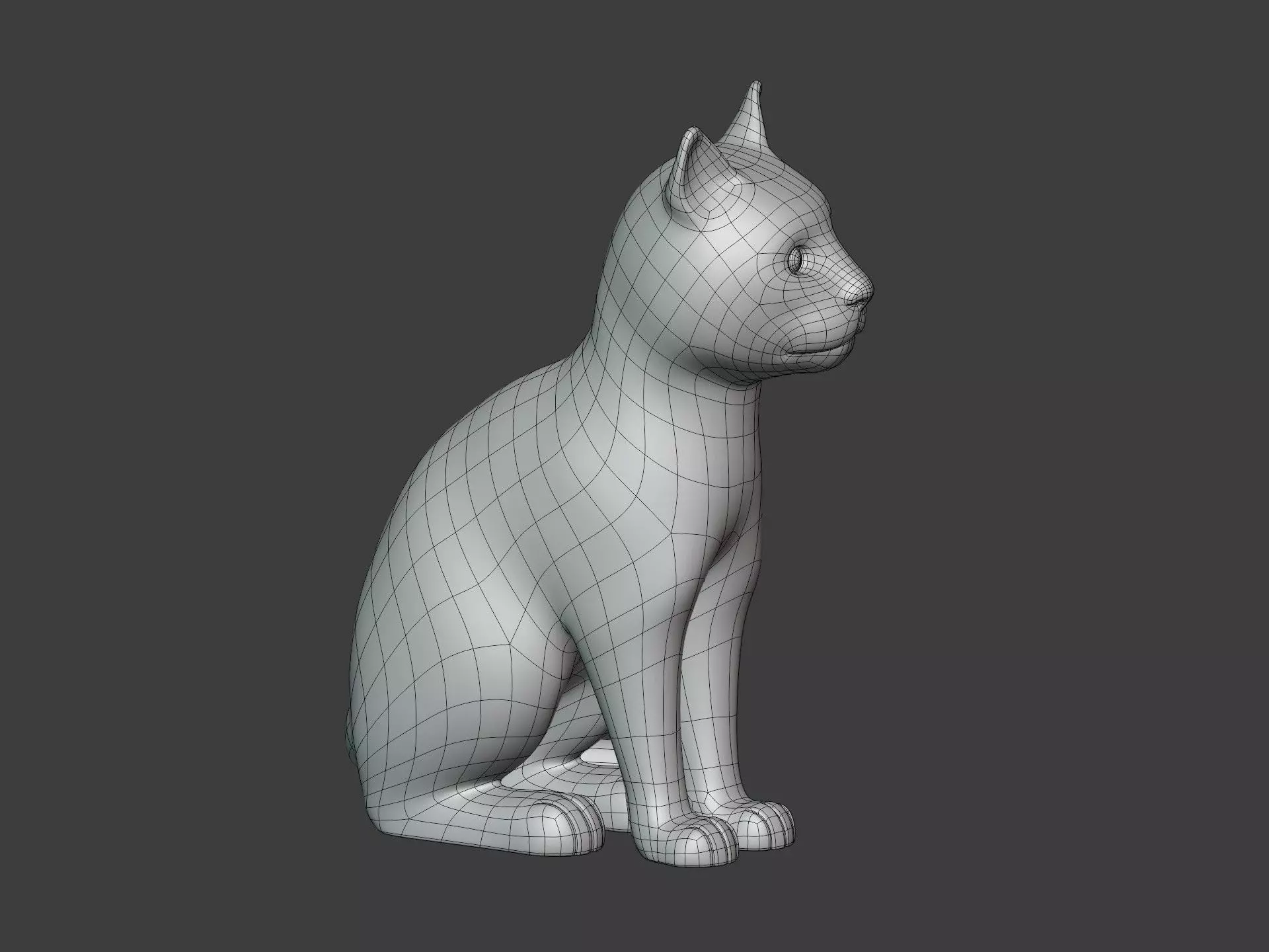 Sitting Cat Figurine - Statue Low-poly 3D model_10