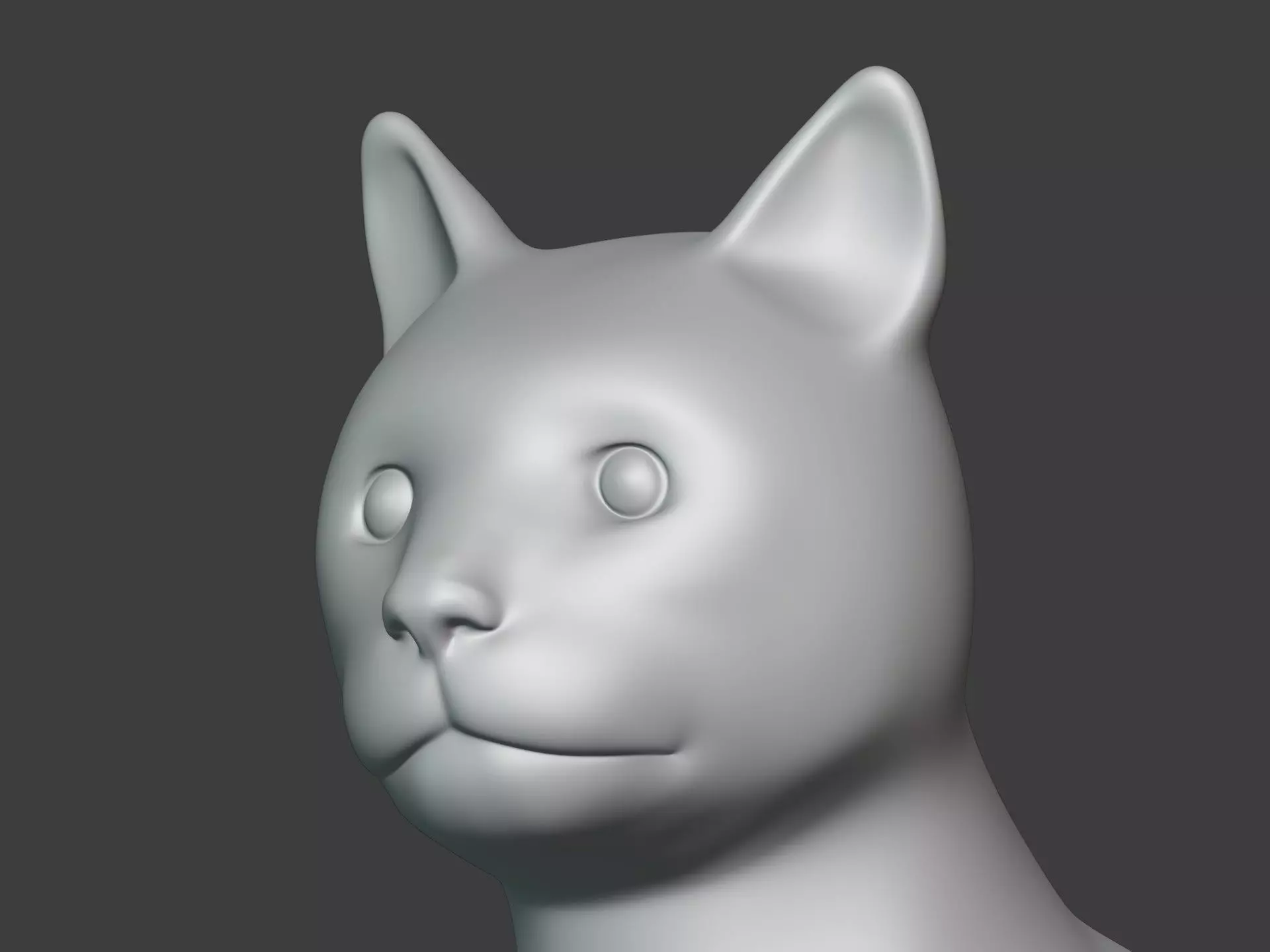 Sitting Cat Figurine - Statue Low-poly 3D model_7