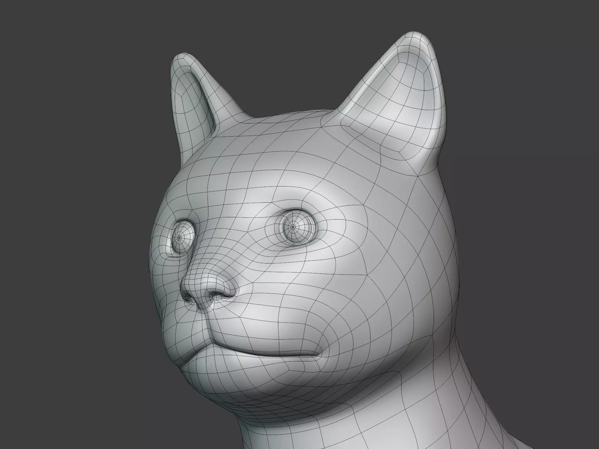 Sitting Cat Figurine - Statue Low-poly 3D model_8