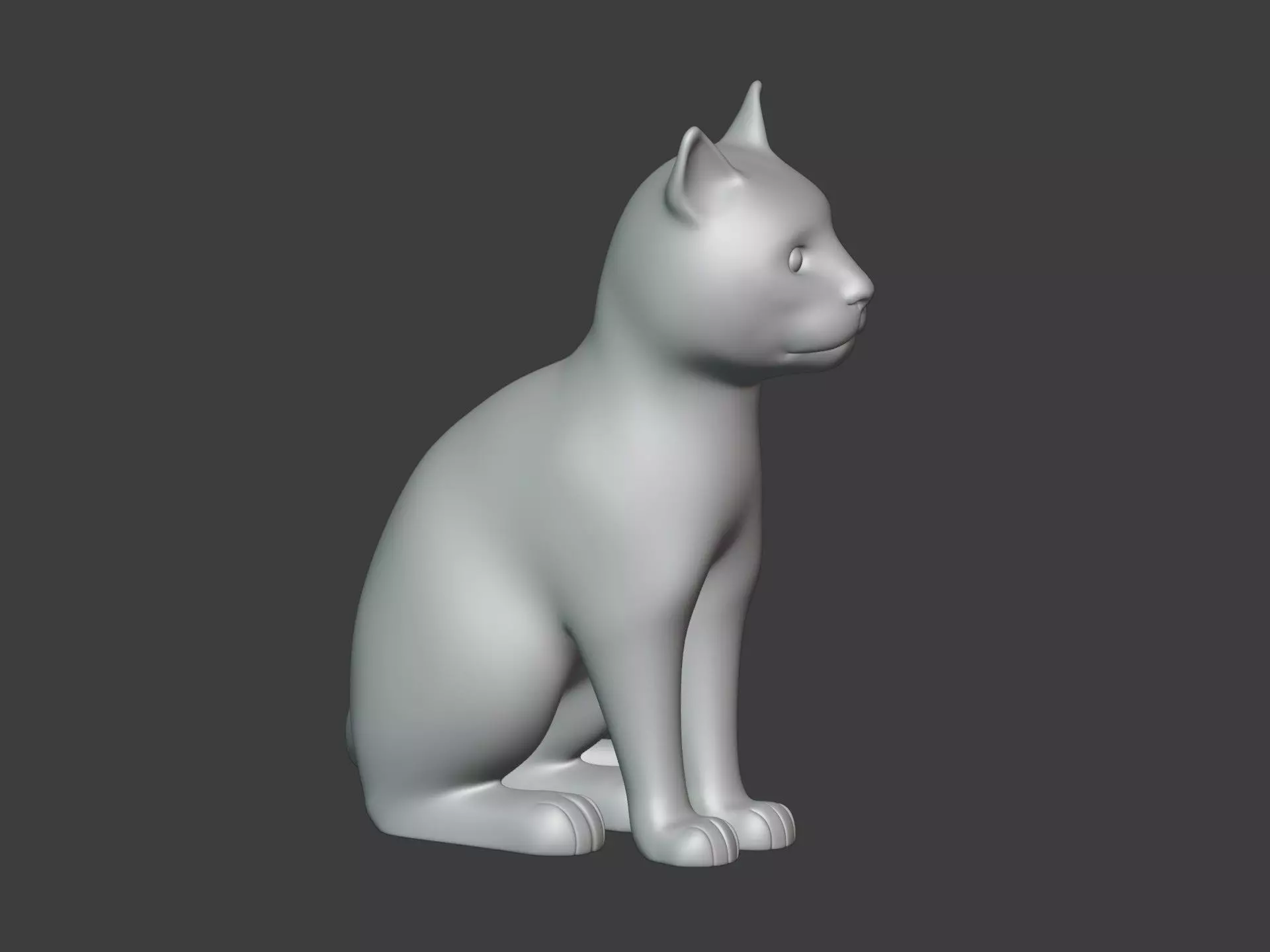 Sitting Cat Figurine - Statue Low-poly 3D model_9