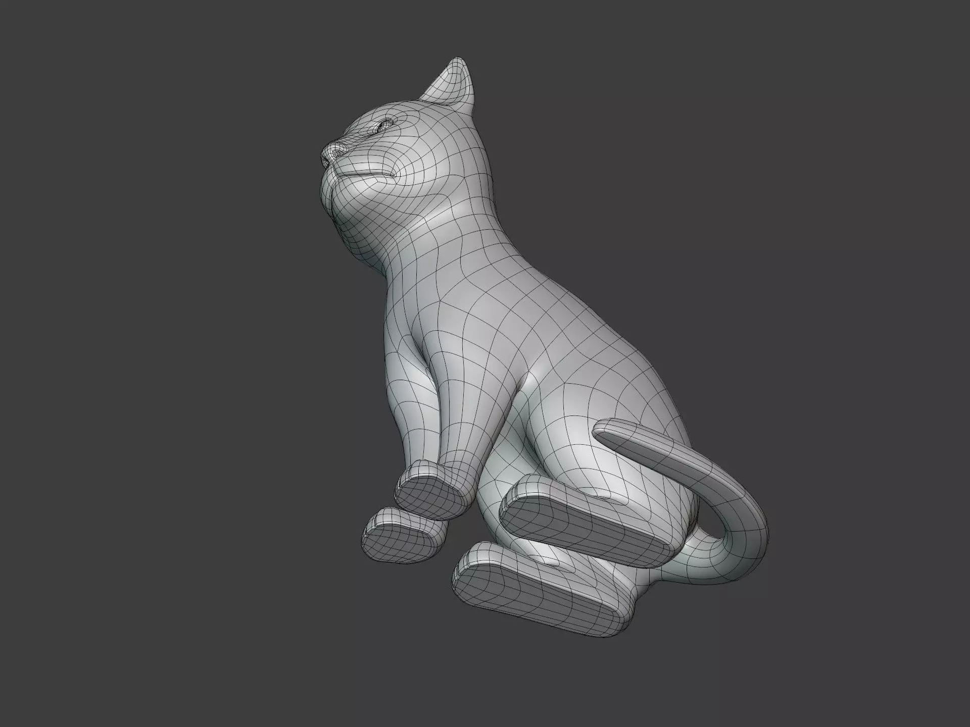 Sitting Cat Figurine - Statue Low-poly 3D model_16