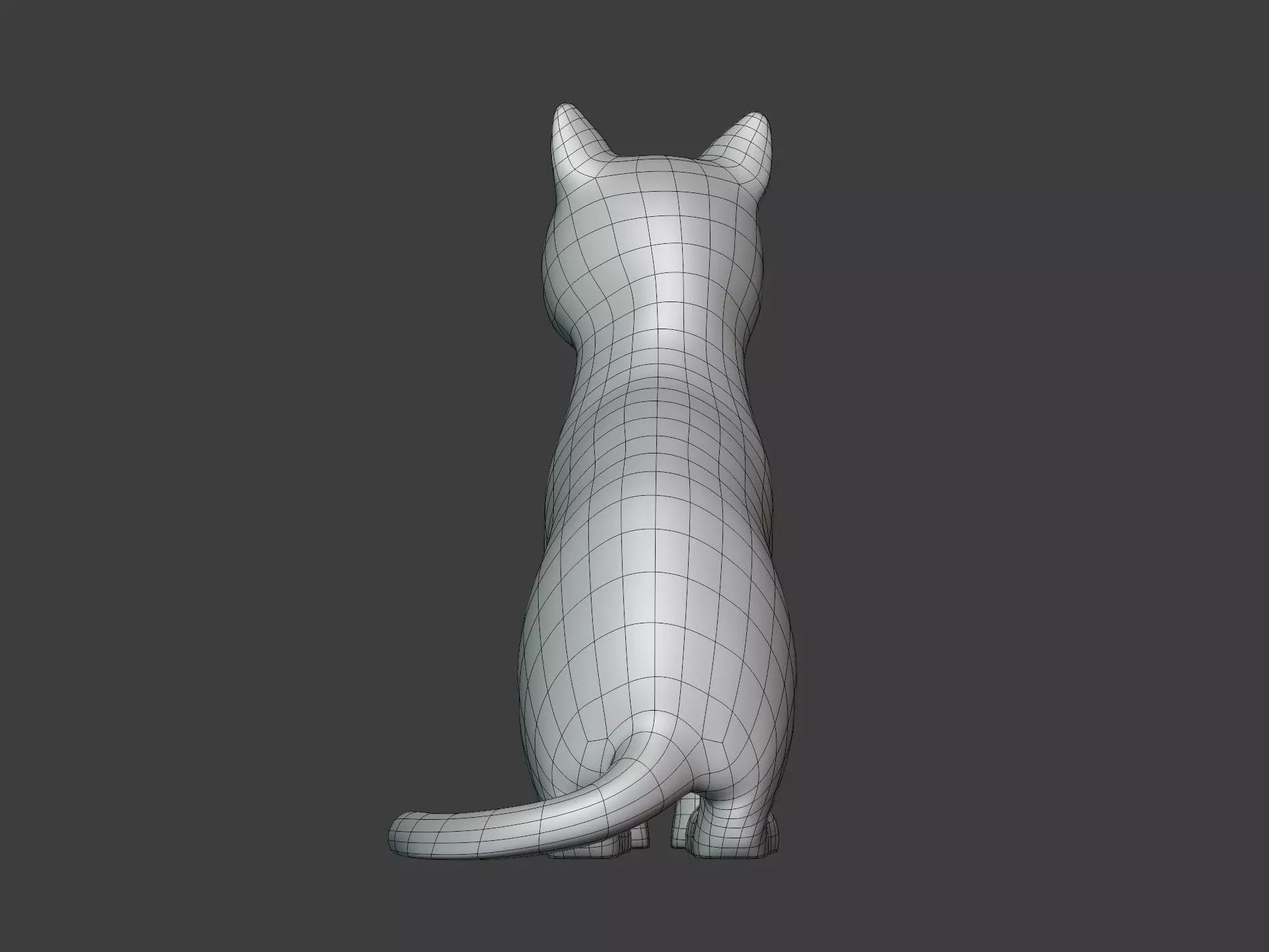 Sitting Cat Figurine - Statue Low-poly 3D model_12