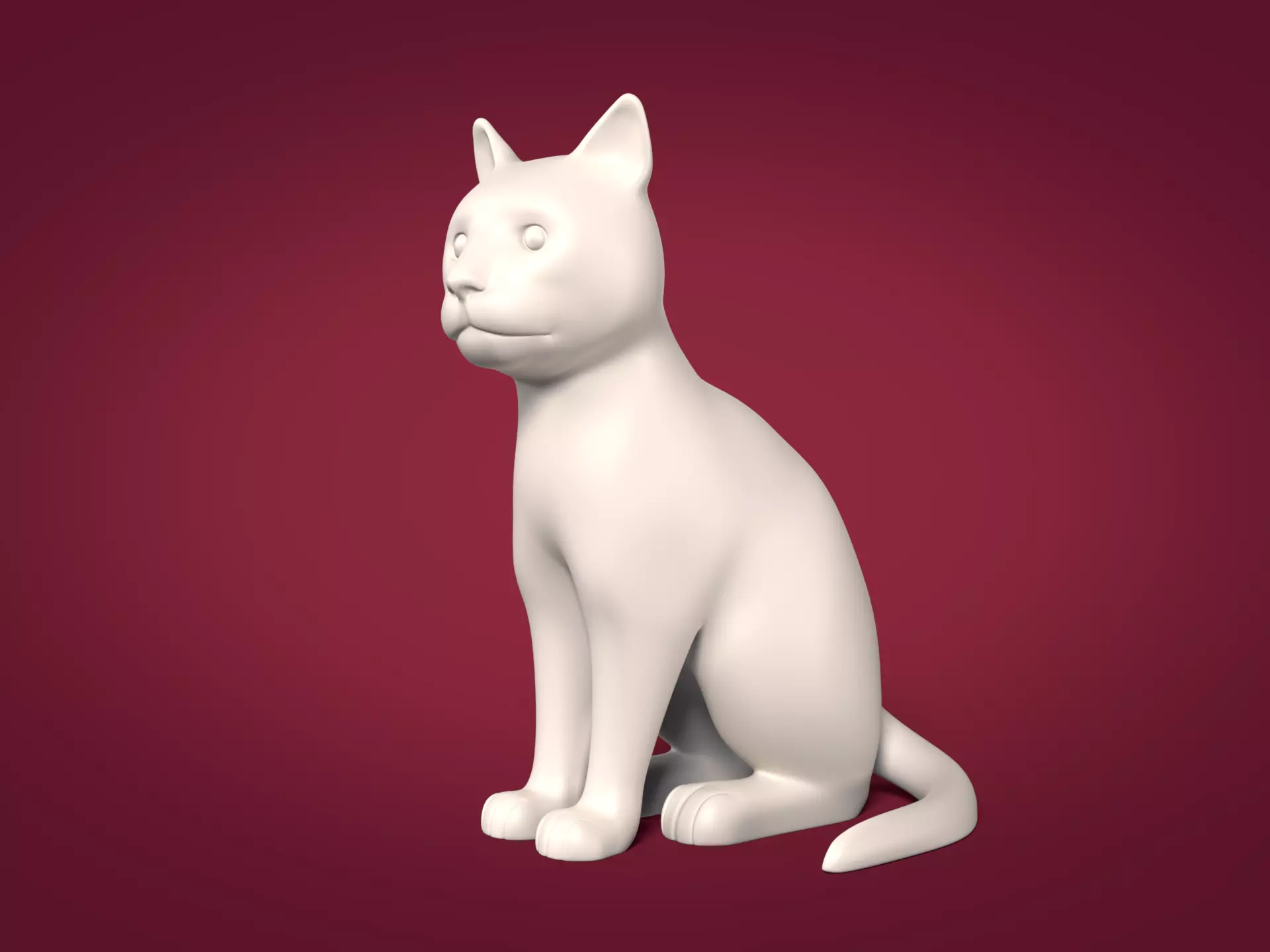 Sitting Cat Figurine - Statue Low-poly 3D model_0