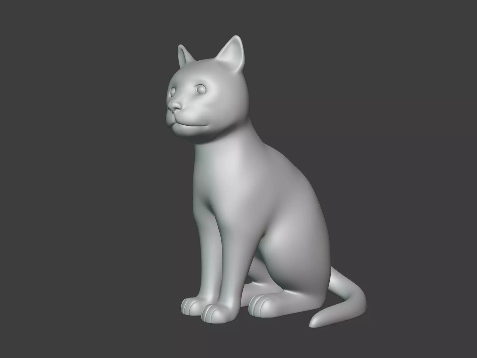 Sitting Cat Figurine - Statue Low-poly 3D model_1