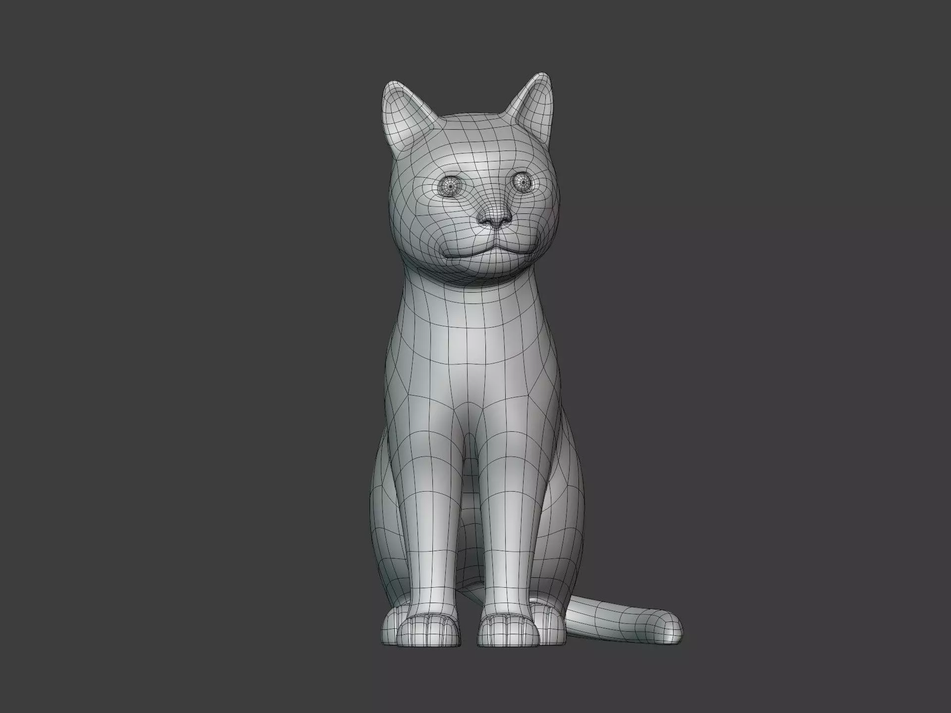 Sitting Cat Figurine - Statue Low-poly 3D model_6