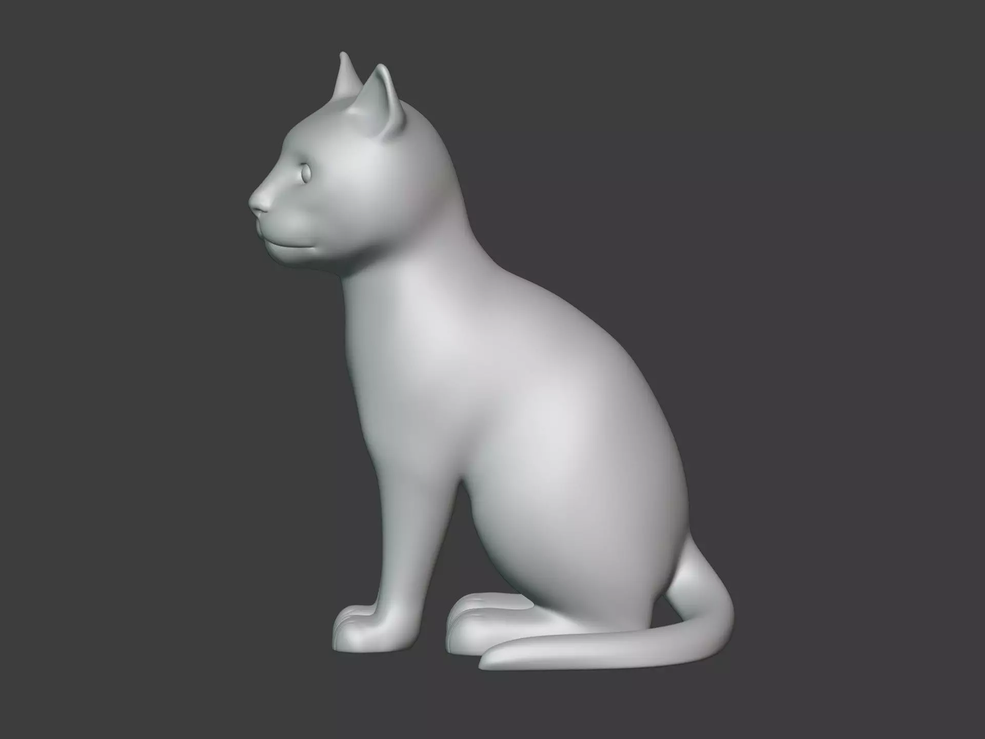 Sitting Cat Figurine - Statue Low-poly 3D model_3