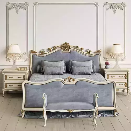 Angelo Cappellini Wagner Baroque Bedroom Set with Ornate Bed