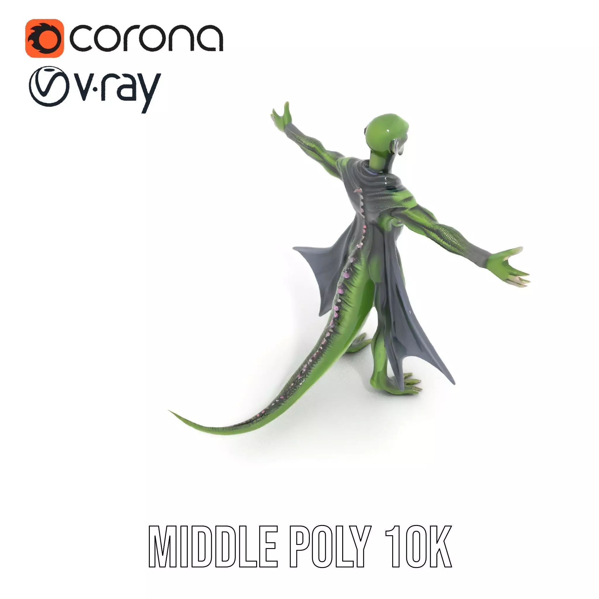 Alien Reptile Creature with Cape Model Pack Low-poly 3D model_15