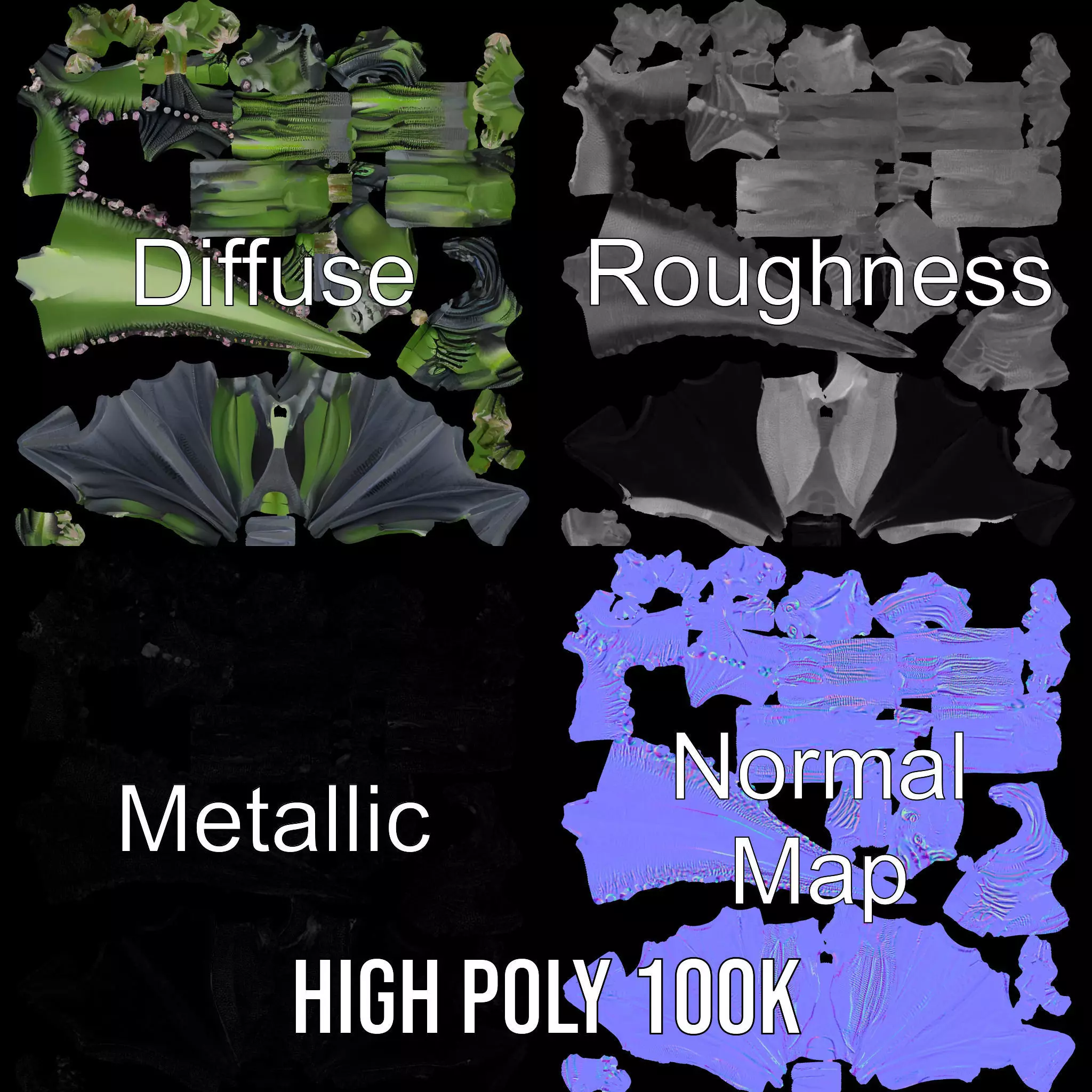 Alien Reptile Creature with Cape Model Pack Low-poly 3D model_3