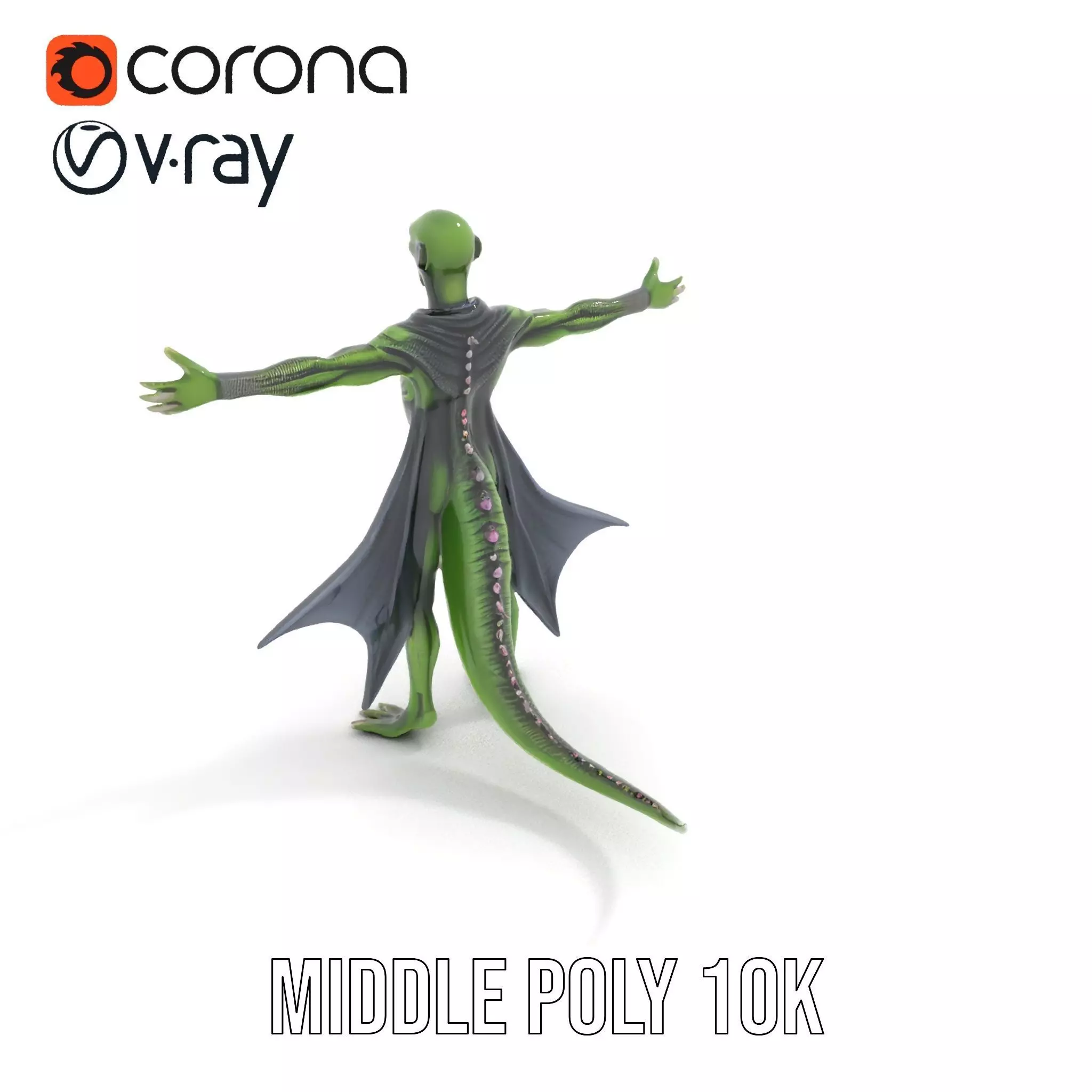 Alien Reptile Creature with Cape Model Pack Low-poly 3D model_5