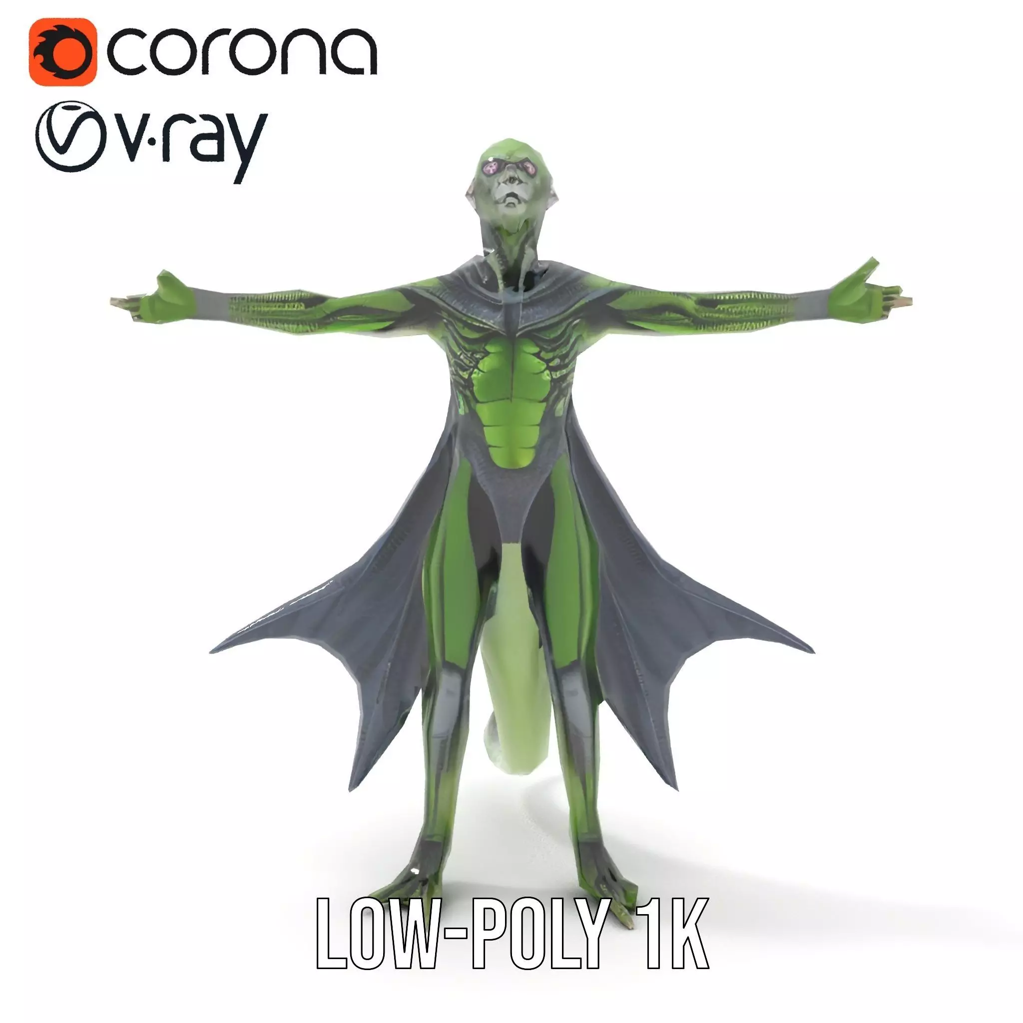 Alien Reptile Creature with Cape Model Pack Low-poly 3D model_7