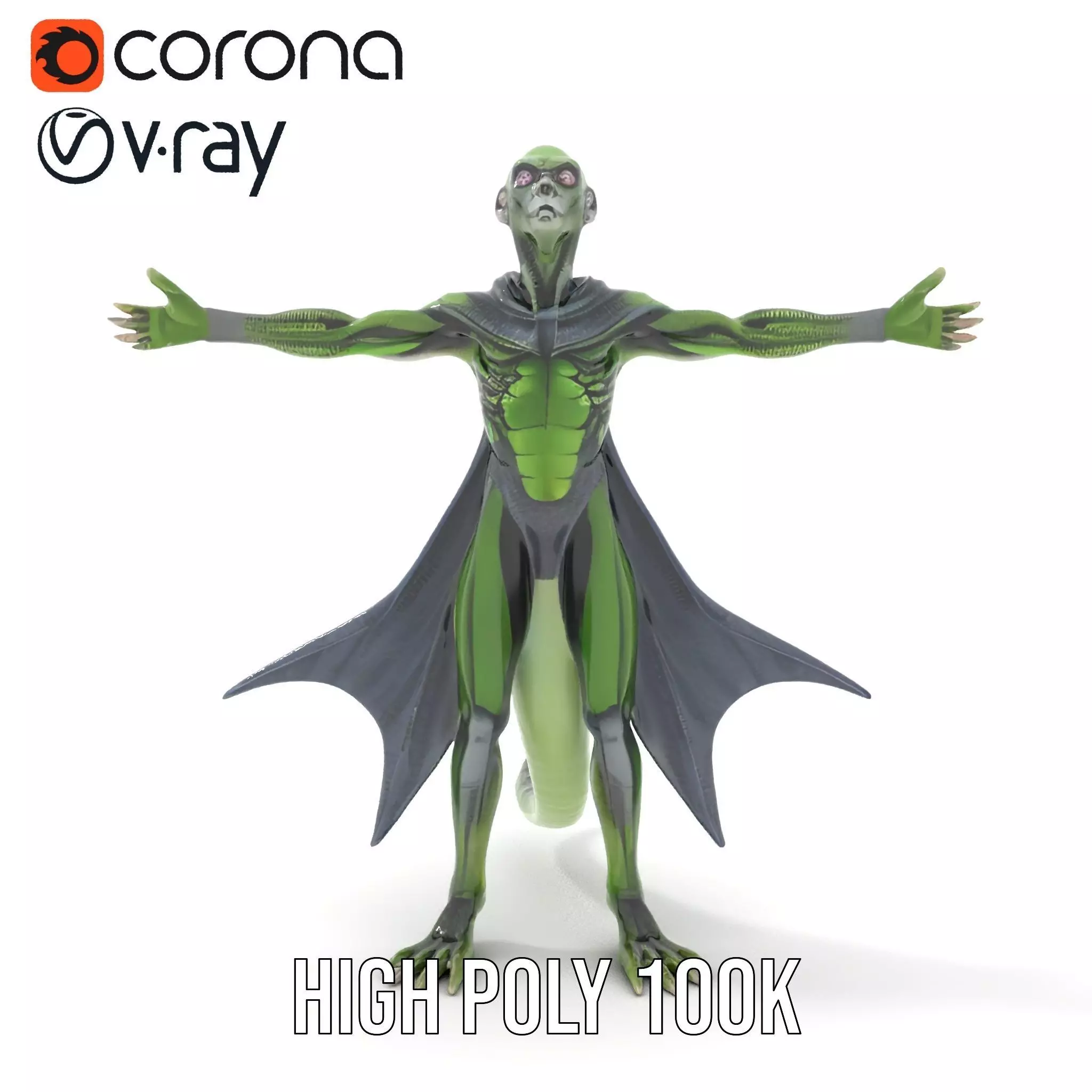 Alien Reptile Creature with Cape Model Pack Low-poly 3D model_22