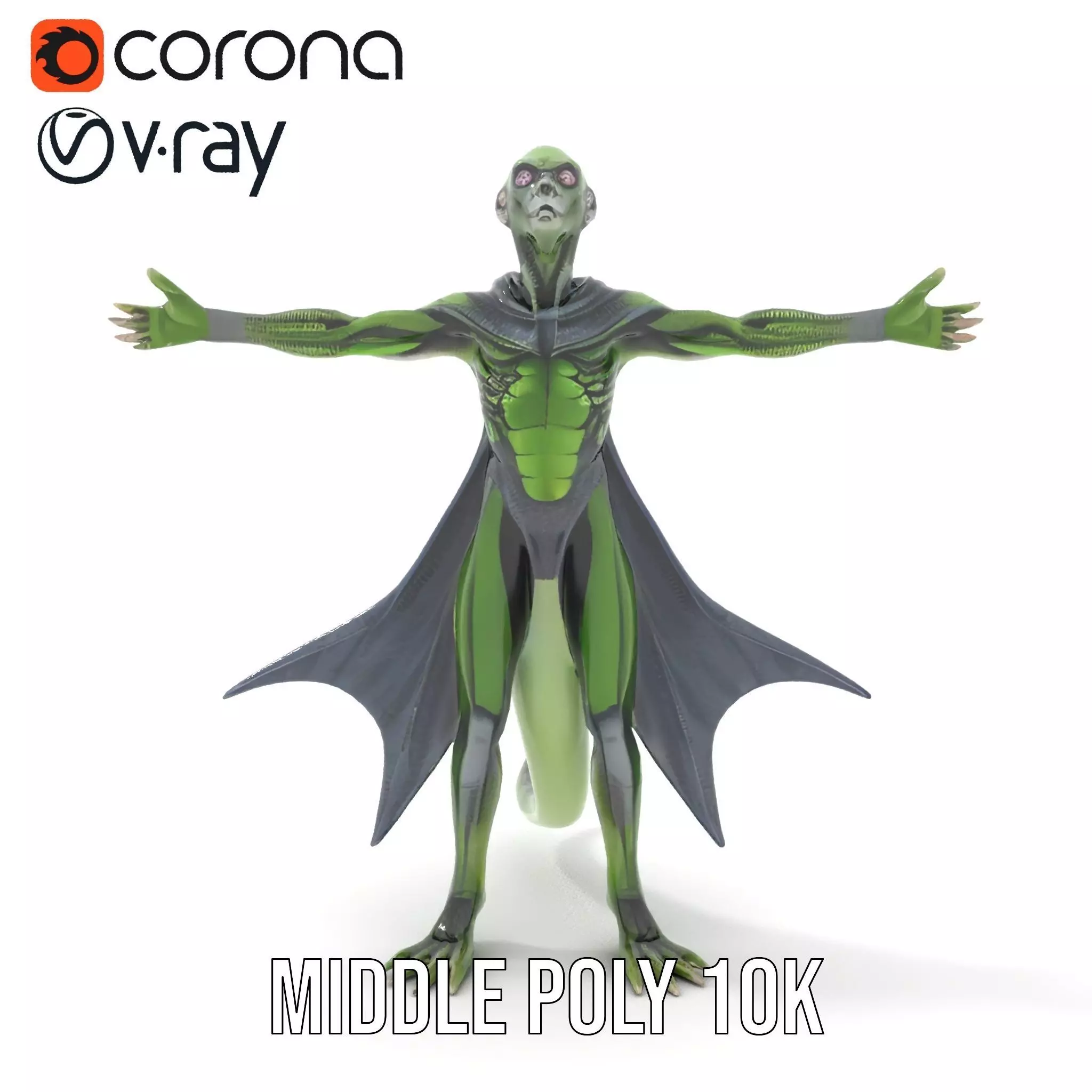 Alien Reptile Creature with Cape Model Pack Low-poly 3D model_10