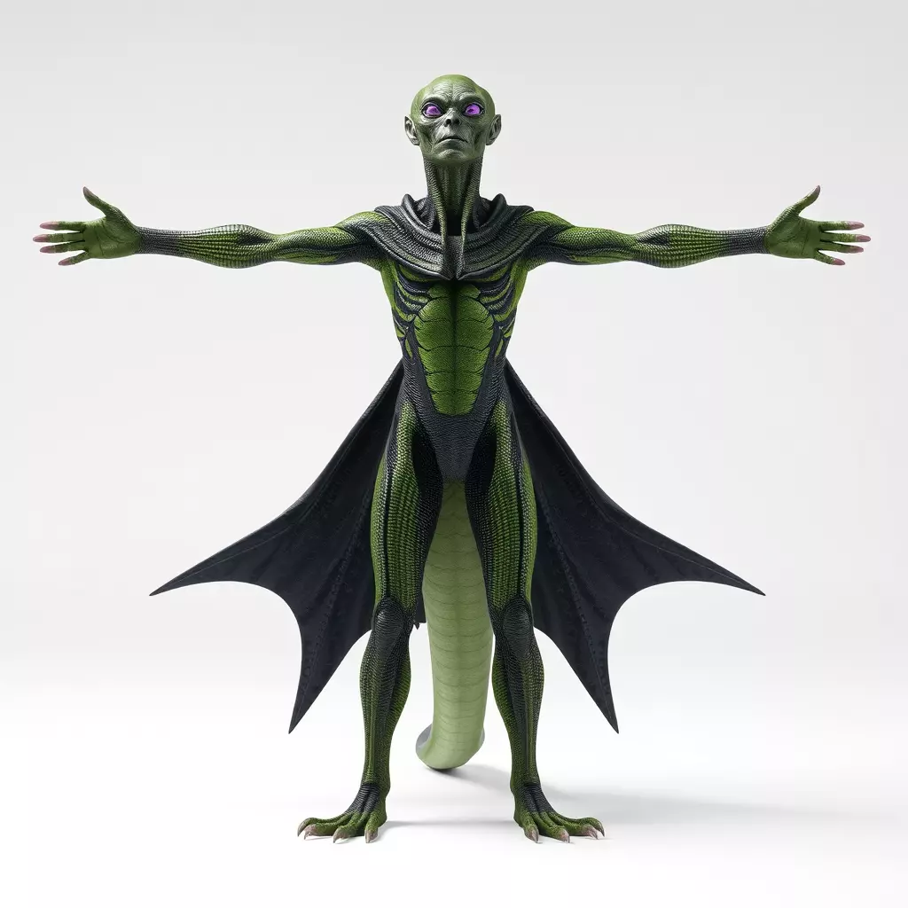 Alien Reptile Creature with Cape Model Pack Low-poly 3D model_2