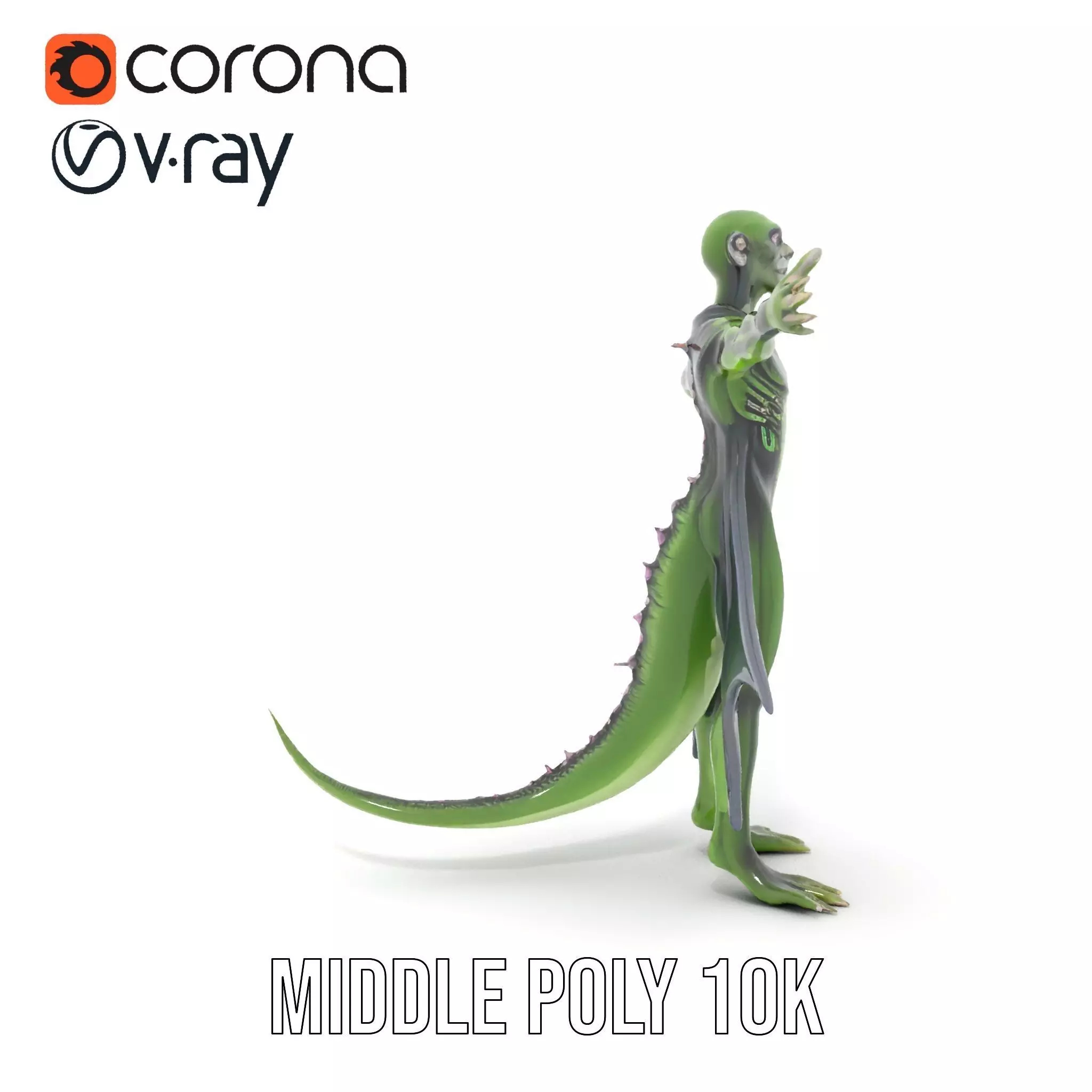 Alien Reptile Creature with Cape Model Pack Low-poly 3D model_18