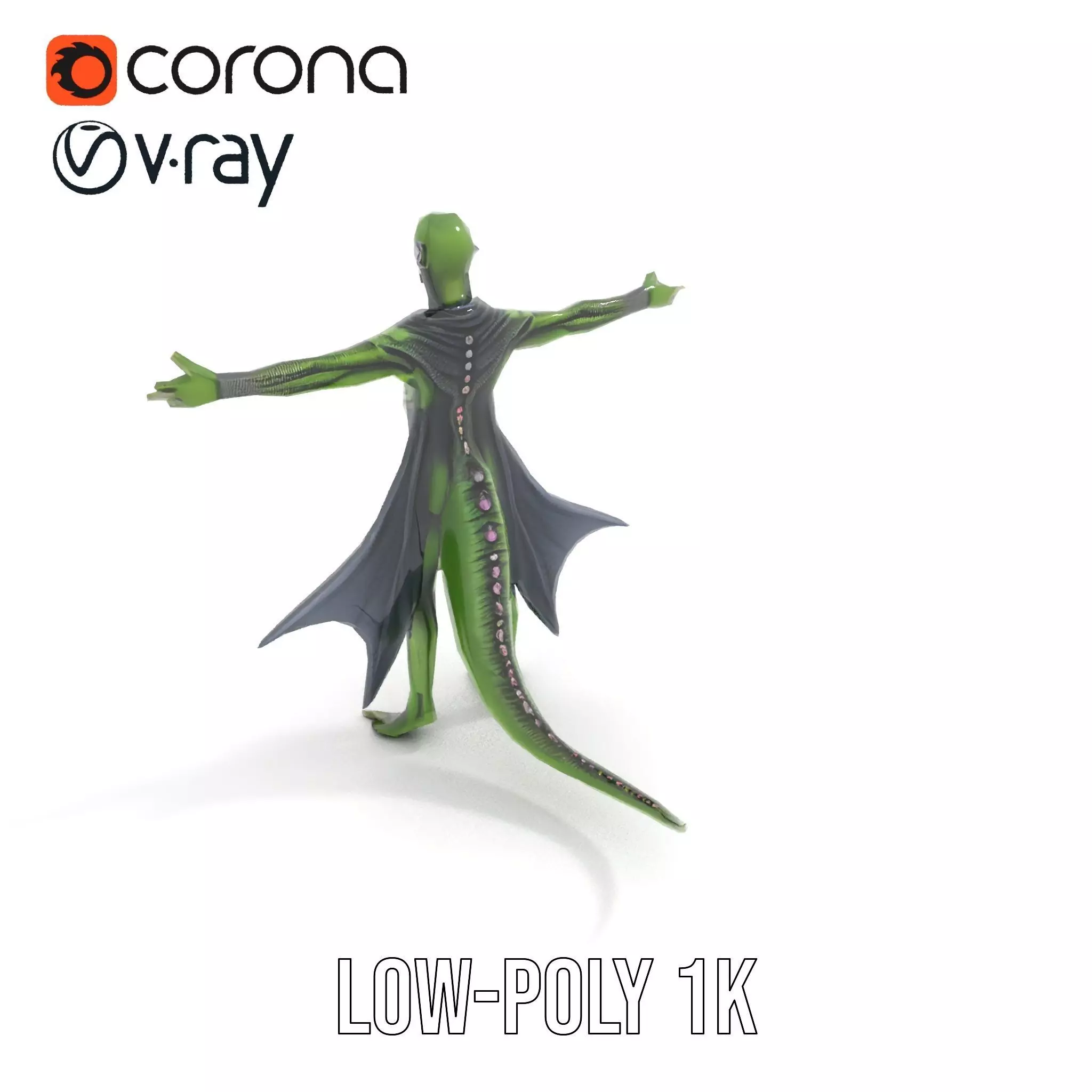 Alien Reptile Creature with Cape Model Pack Low-poly 3D model_16